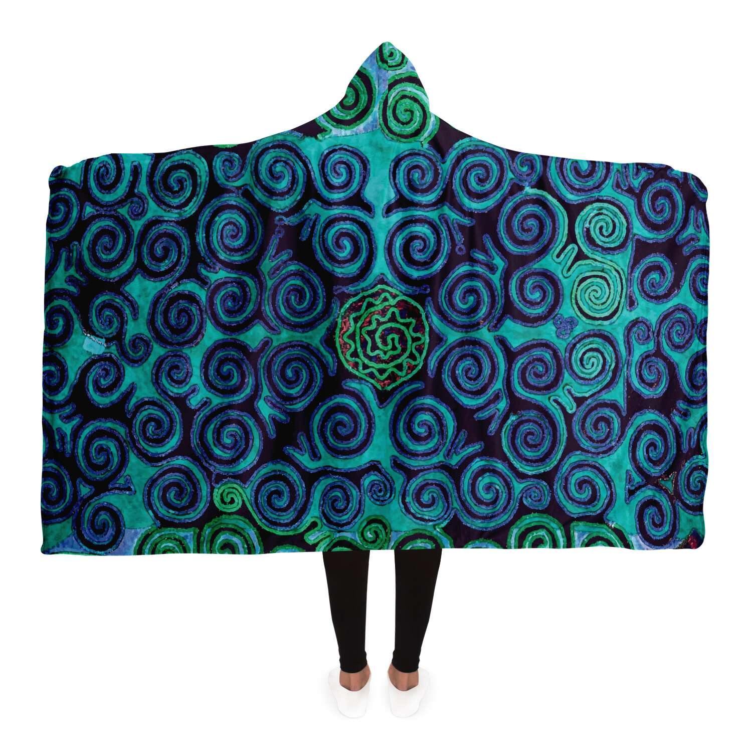 Hooded Blanket - AOP Adult / Premium Sherpa Central Asian Fusion  Hooded Blanket