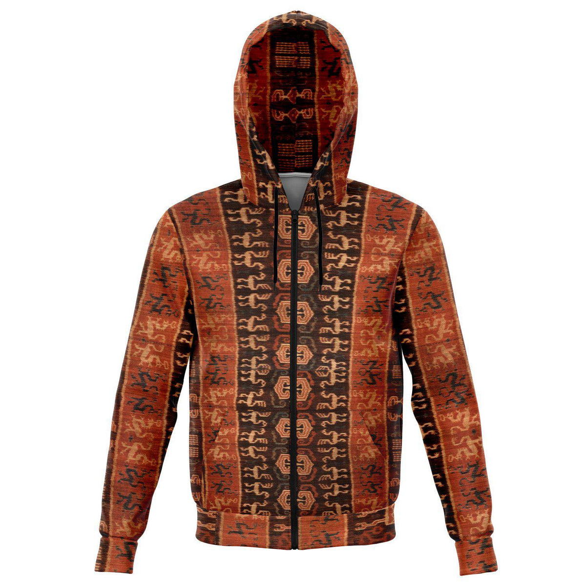 Tribal Hoodie XS Ceremonial Ikat Design, Sumba, Indonesia | Traditional Ethnic Textile Design | Modern, Washable Tribal Hoodie