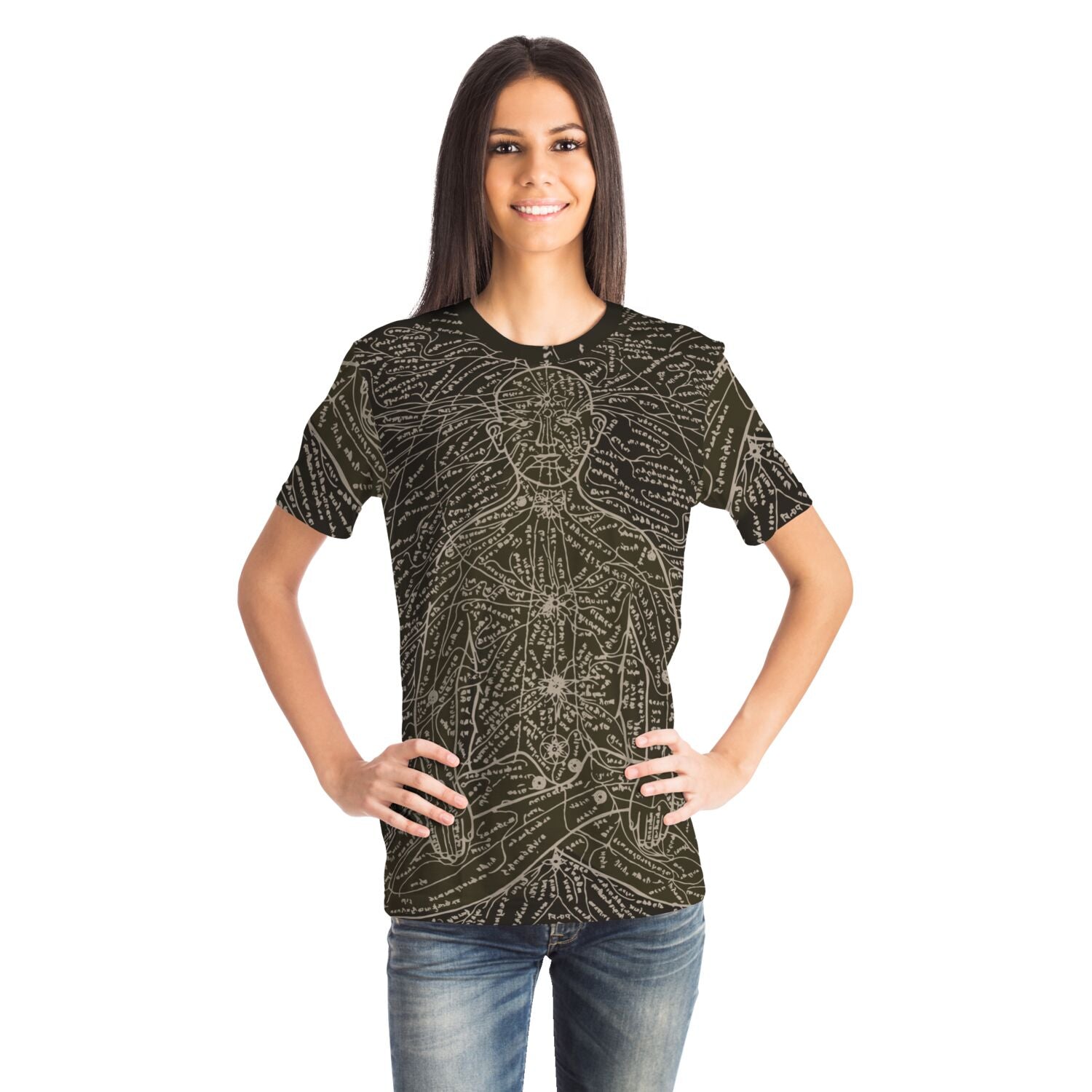 Chakra and Qi-Meridian Chart | Kundalini Yoga Chakra balancing | Meridians Qi Prana Life Energy | Vintage Indian T-Shirt Graphic Tee