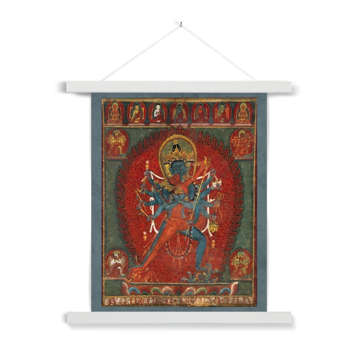 Hangar Thangka Chakrasamvara and Vajravahi Hindu and Buddhist Erotic Eros Sex Tantric Deities Vintage Indian Fine Art Print with Thangka Hanger