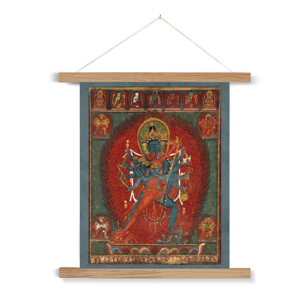 Chakrasamvara and Vajravahi Hindu and Buddhist Erotic Eros Sex Tantric Deities Vintage Indian Fine Art Print with Thangka Hanger