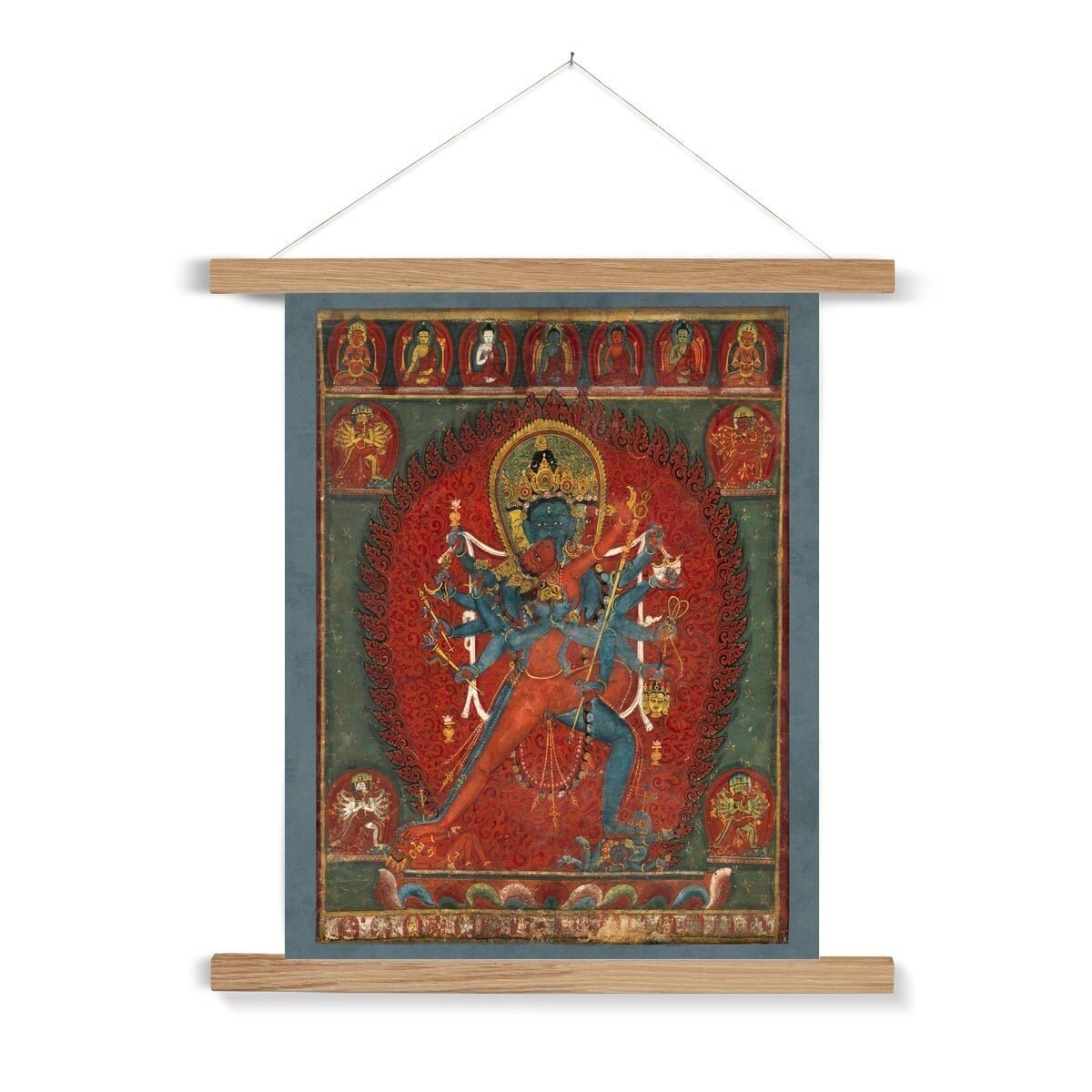 Hangar Thangka Chakrasamvara and Vajravahi Hindu and Buddhist Erotic Eros Sex Tantric Deities Vintage Indian Fine Art Print with Thangka Hanger