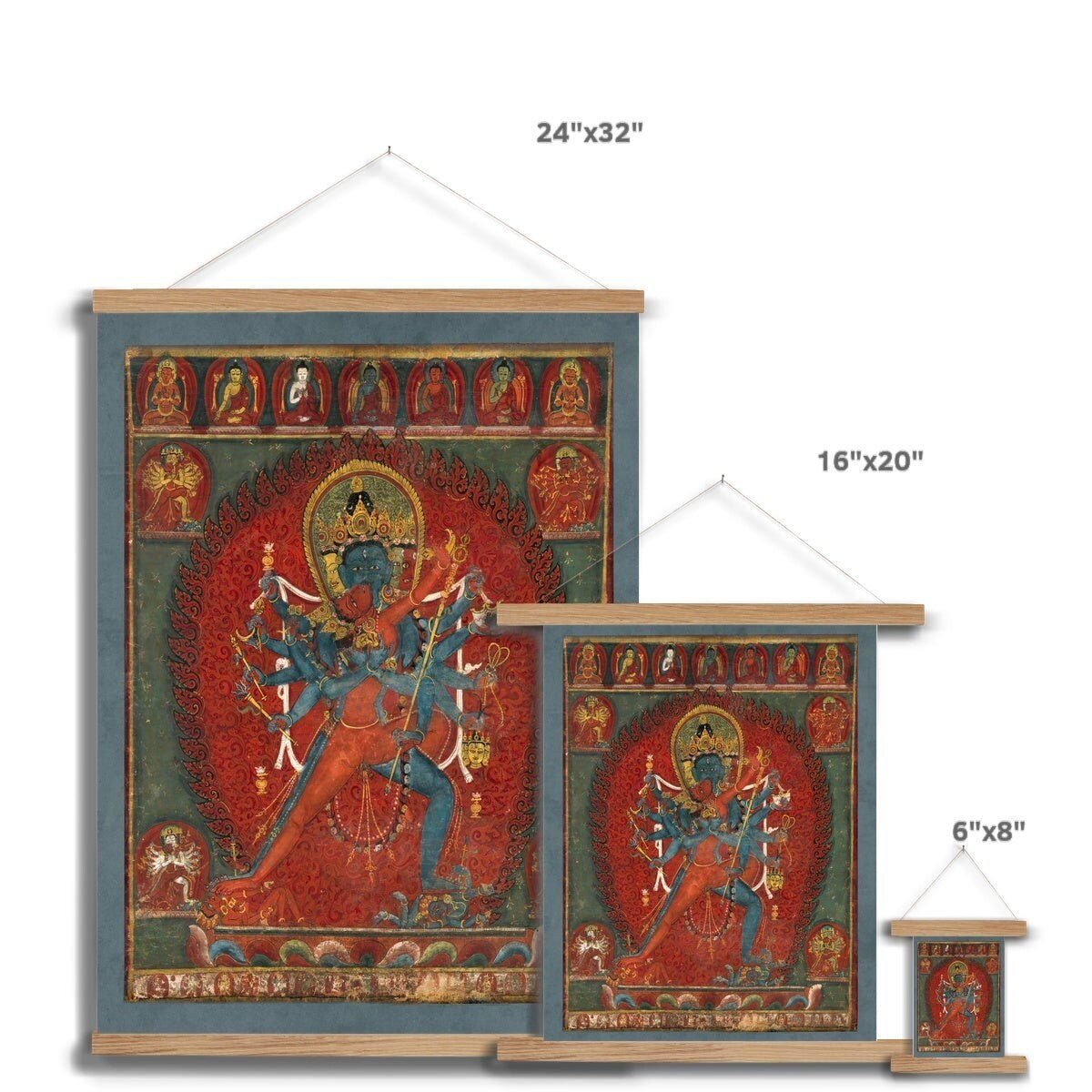 Hangar Thangka Chakrasamvara and Vajravahi Hindu and Buddhist Erotic Eros Sex Tantric Deities Vintage Indian Fine Art Print with Thangka Hanger