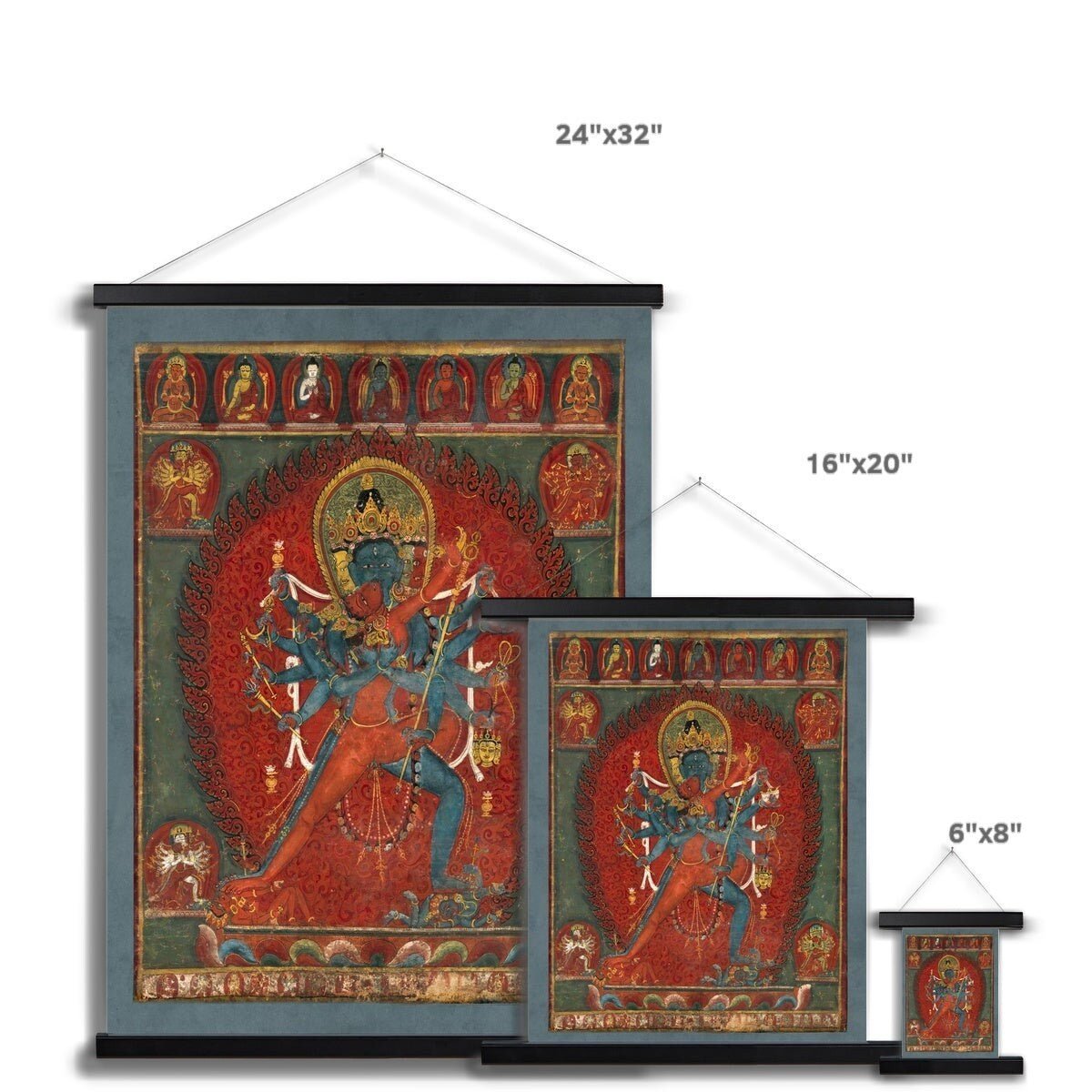 Chakrasamvara and Vajravahi Hindu and Buddhist Erotic Eros Sex Tantric Deities Vintage Indian Fine Art Print with Thangka Hanger