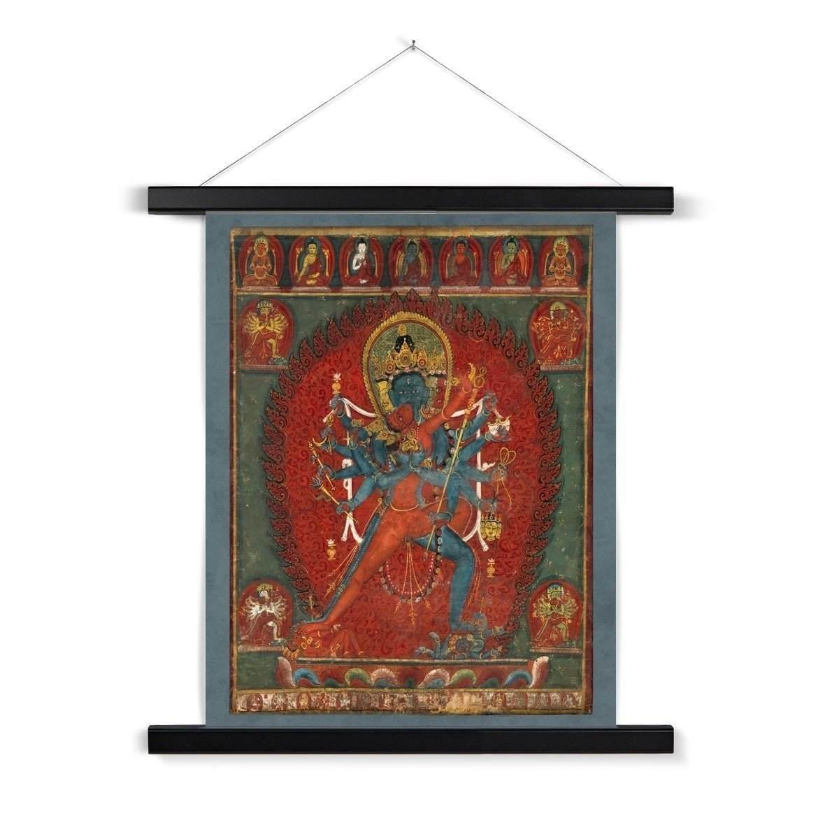 Hangar Thangka Chakrasamvara and Vajravahi Hindu and Buddhist Erotic Eros Sex Tantric Deities Vintage Indian Fine Art Print with Thangka Hanger