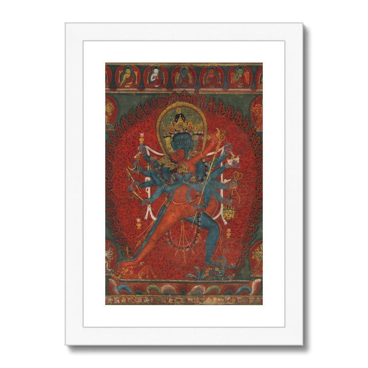 Framed Print 6"x8" / White Frame Chakrasamvara and Vajravarahi (Vajrayogini) | Tantric Framed Print