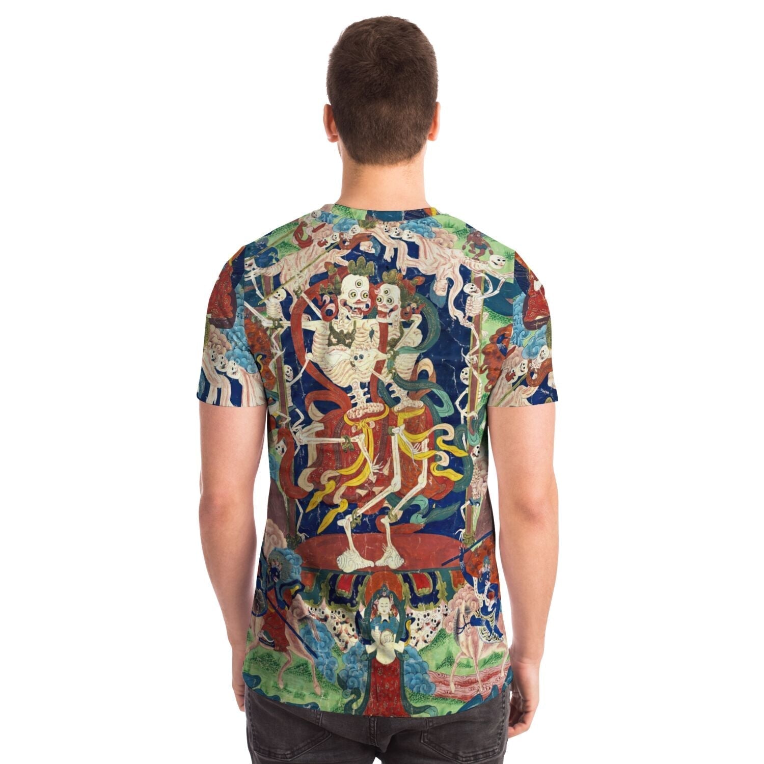 T-shirt Citipati Skeleton Deity | Tibetan Buddhist Lords of the Cemetery | Dance of Death Graphic Art T-Shirt