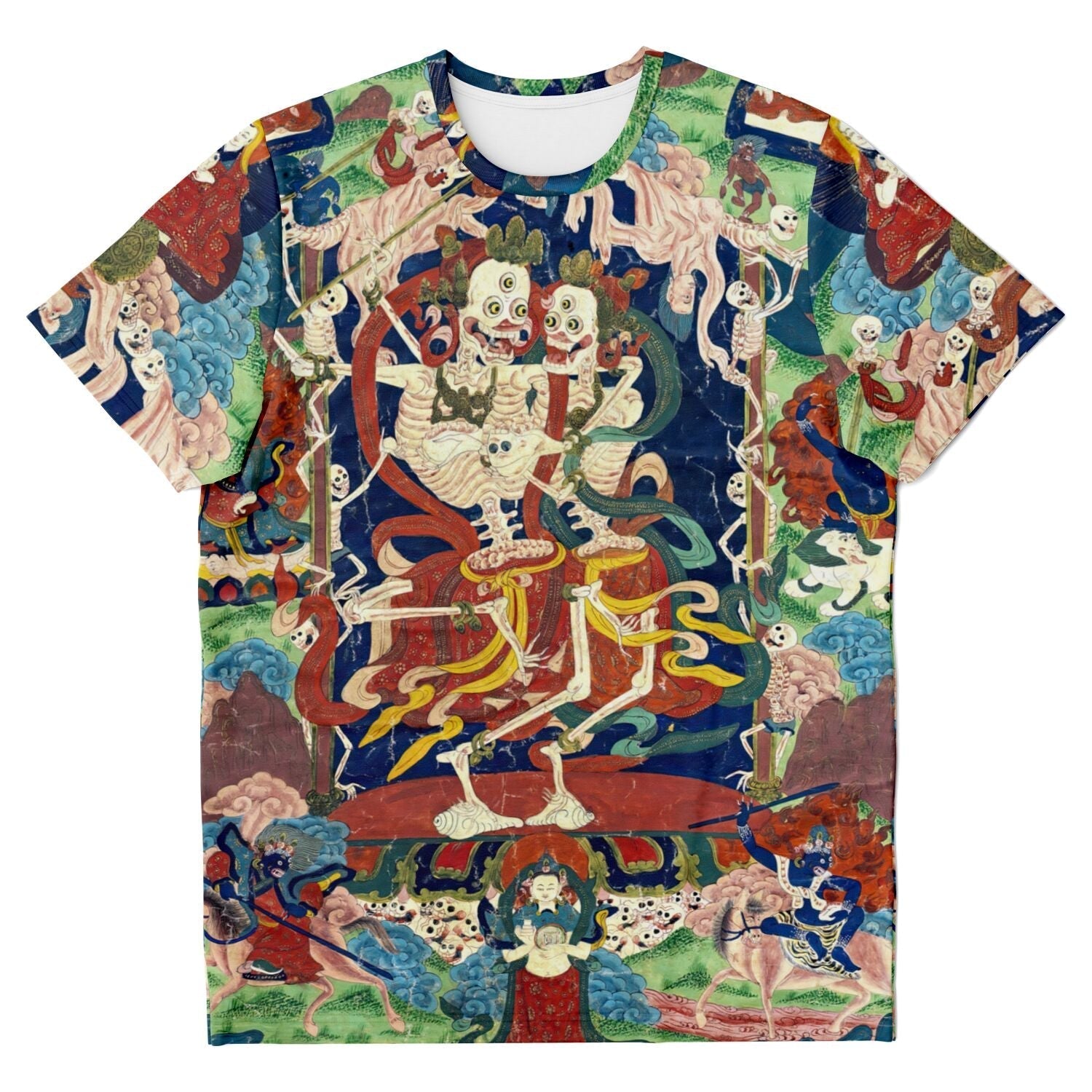 T-shirt XS Citipati Skeleton Deity | Tibetan Buddhist Lords of the Cemetery | Dance of Death Graphic Art T-Shirt