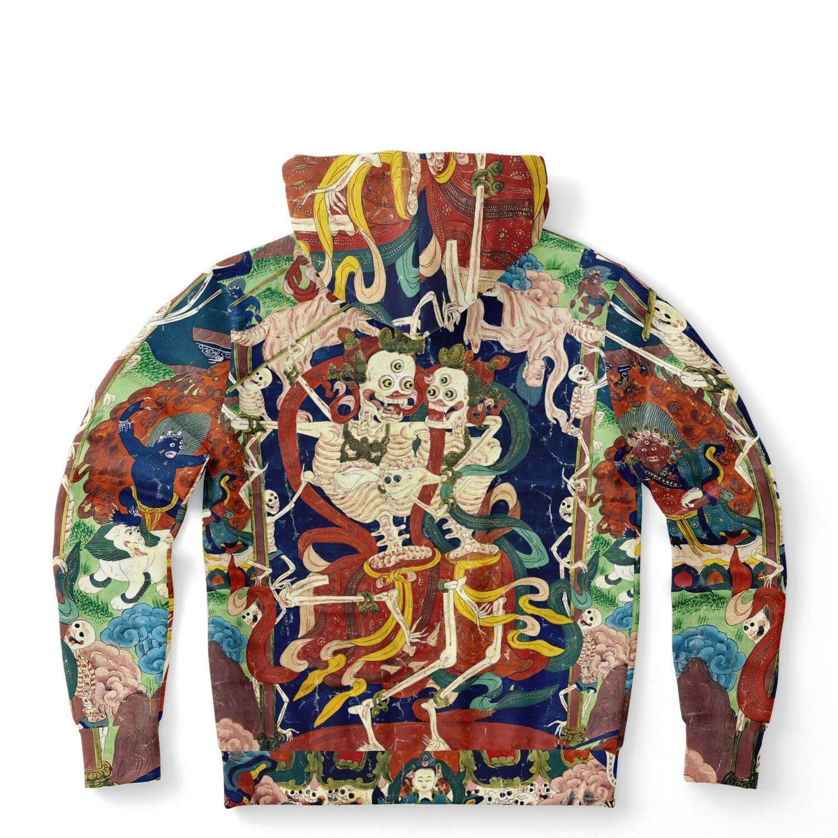 Citipati Skeleton Deity | Tibetan Buddhist Lords of the Cemetery | Dance of Death Skull All-Over-Print Art Hoodie
