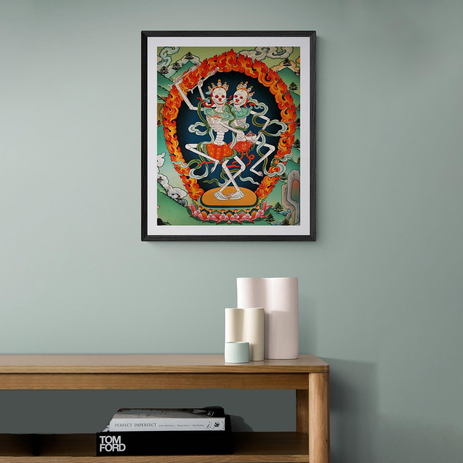 Citipati, Tibetan Skeleton | Tantric Protector Vajrayana Thangka | Lord and Lady of the Cemetery | Buddhist Decor Fine Art Print