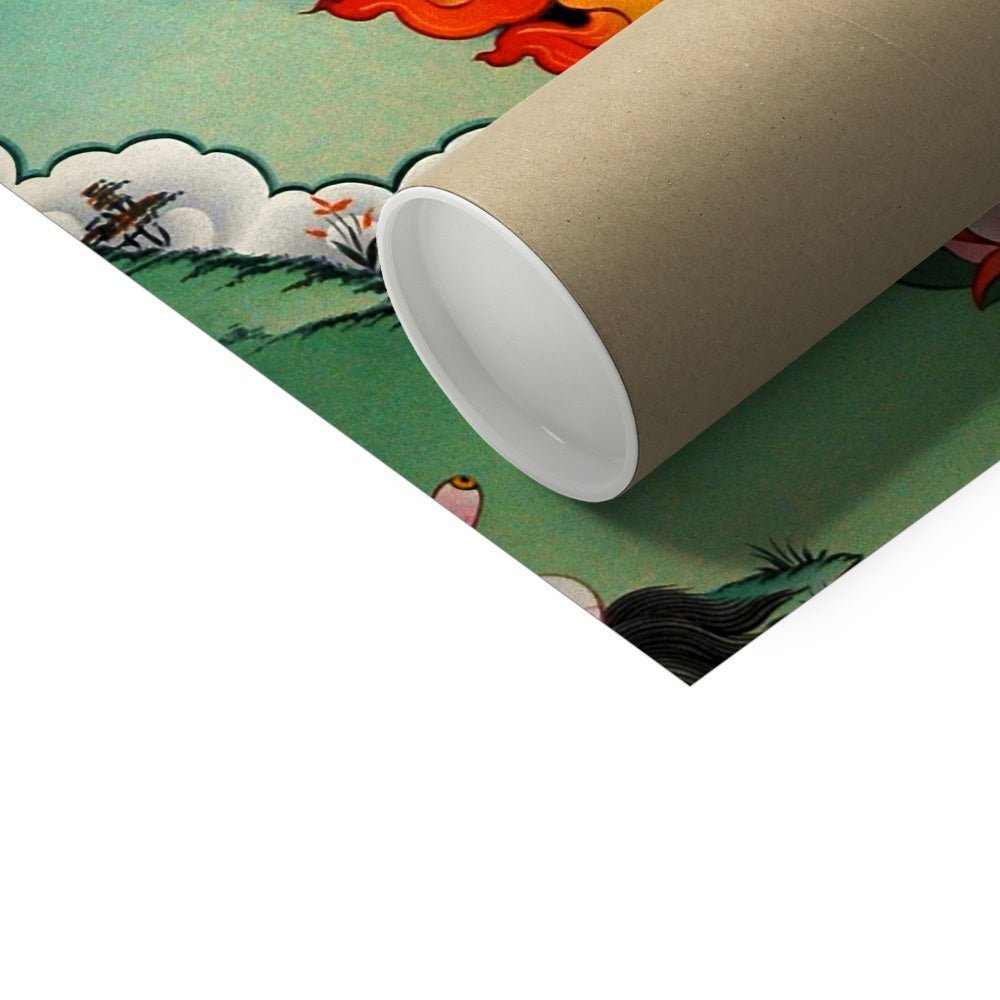 Citipati, Tibetan Skeleton | Tantric Protector Vajrayana Thangka | Lord and Lady of the Cemetery | Buddhist Decor Fine Art Print