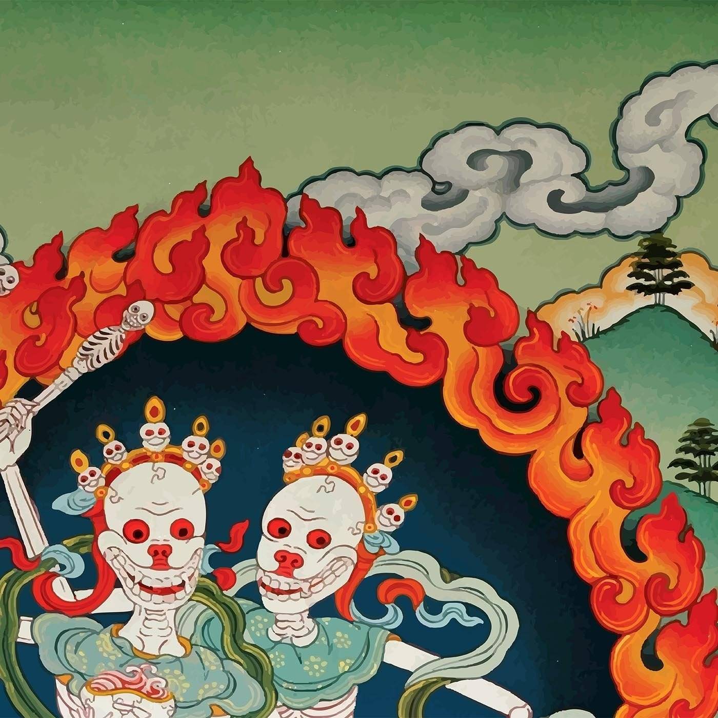 Citipati, Tibetan Tantric Protector Vajrayana Vintage T-Shirt Graphic Tee