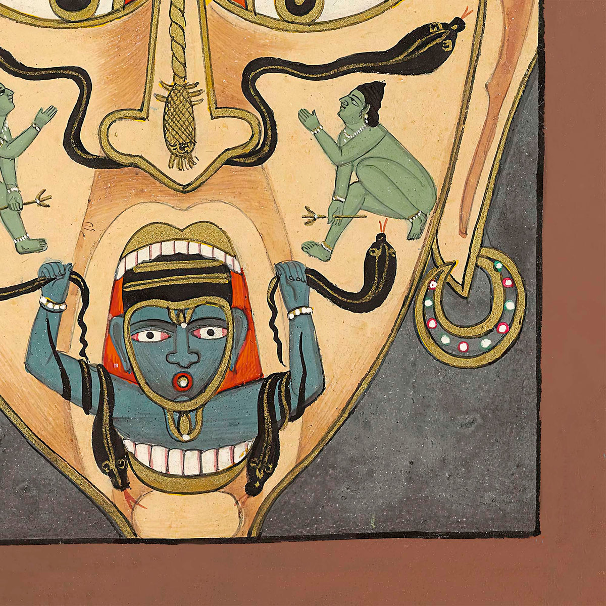 Framed Tribal Print | 19th Century Hindu Indian Spiritual Art | Tantric Yoga Kali Mythology w Art Cobra Symbolism | Kundalini Framed Art Print (Copy)