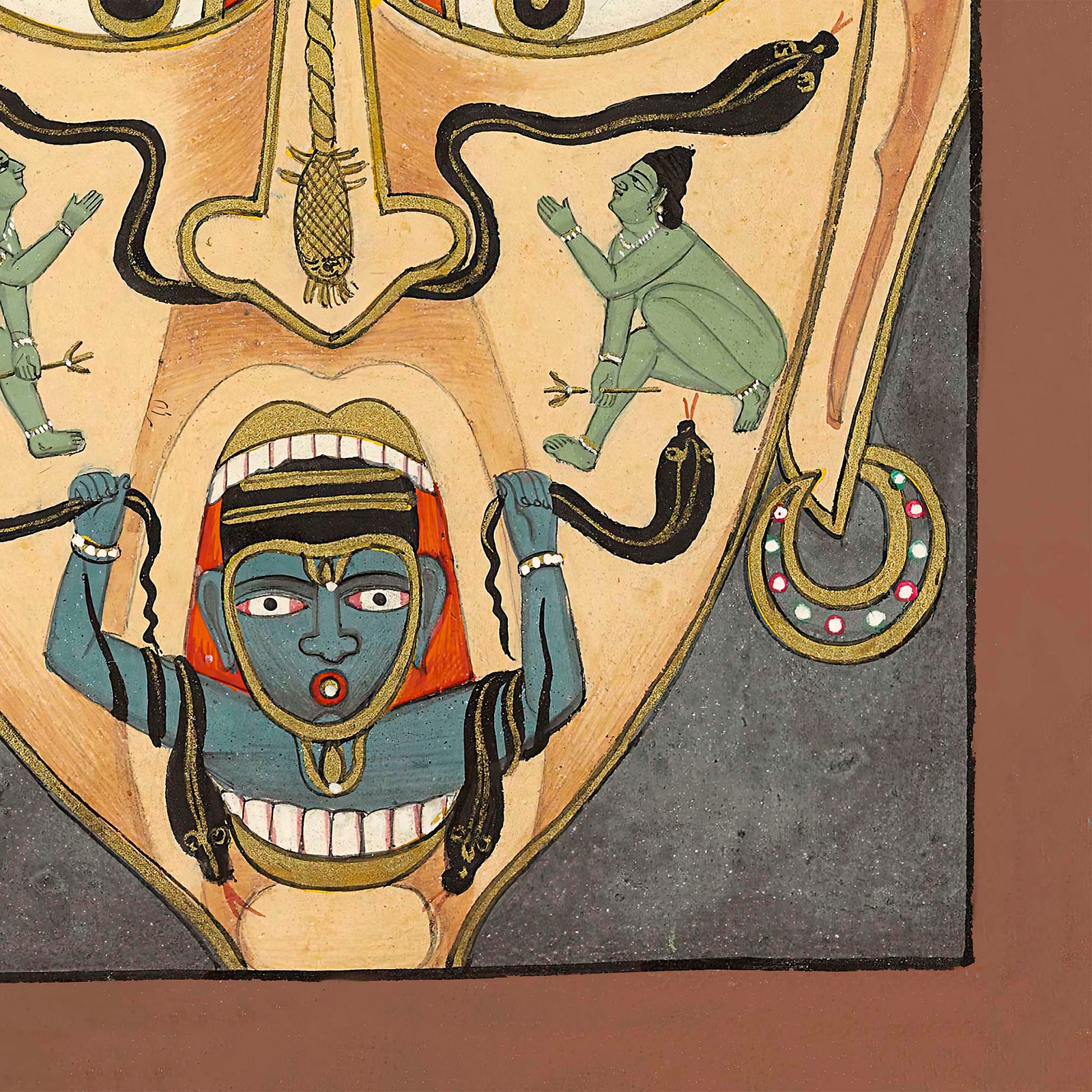 Framed Tribal Print | 19th Century Hindu Indian Spiritual Art | Tantric Yoga Kali Mythology w Art Cobra Symbolism | Kundalini Framed Art Print (Copy)