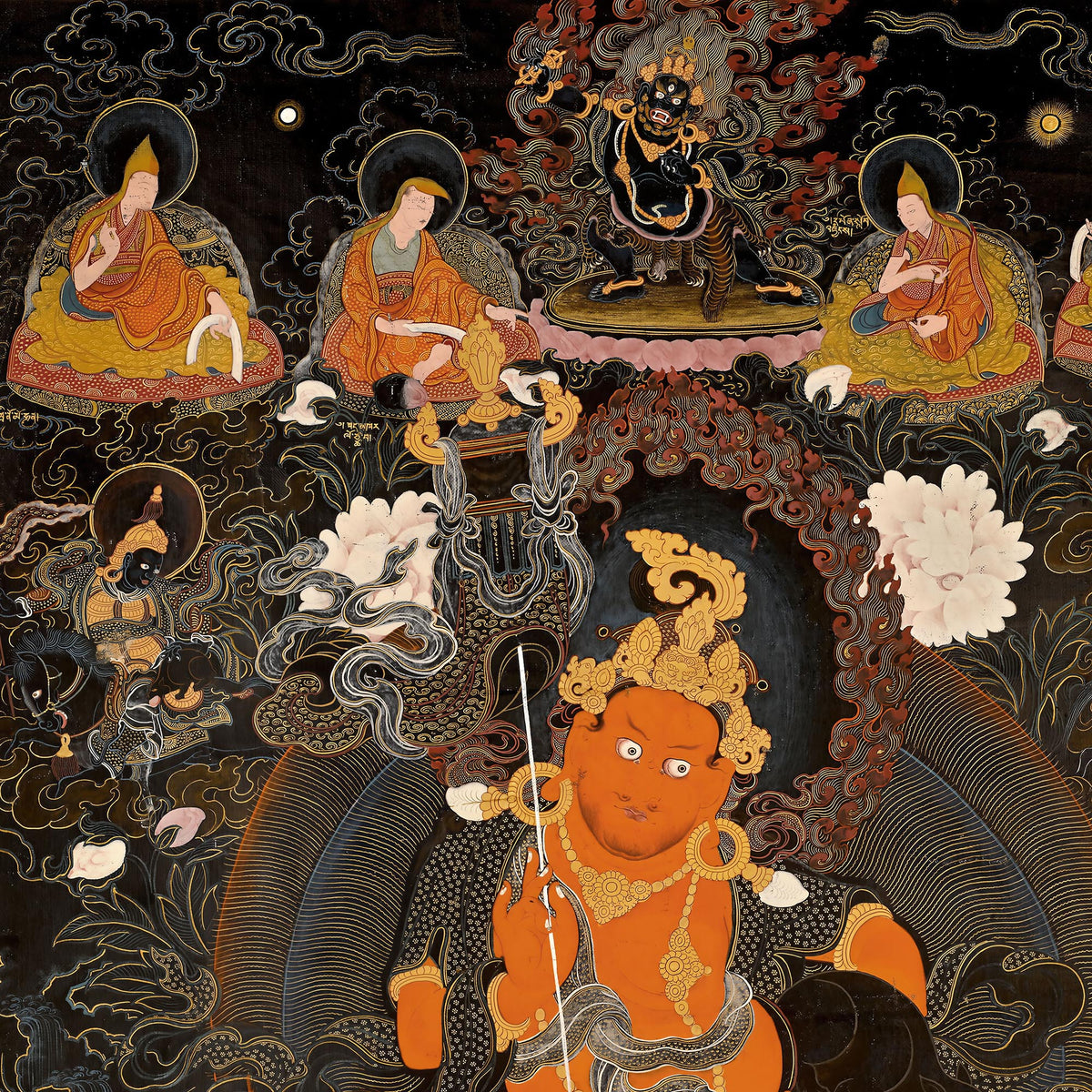 Wealth, Abundance Deity: Vaishravana Tibetan Buddhist Ancient Thangka | Spiritual Altar Fine Art Print