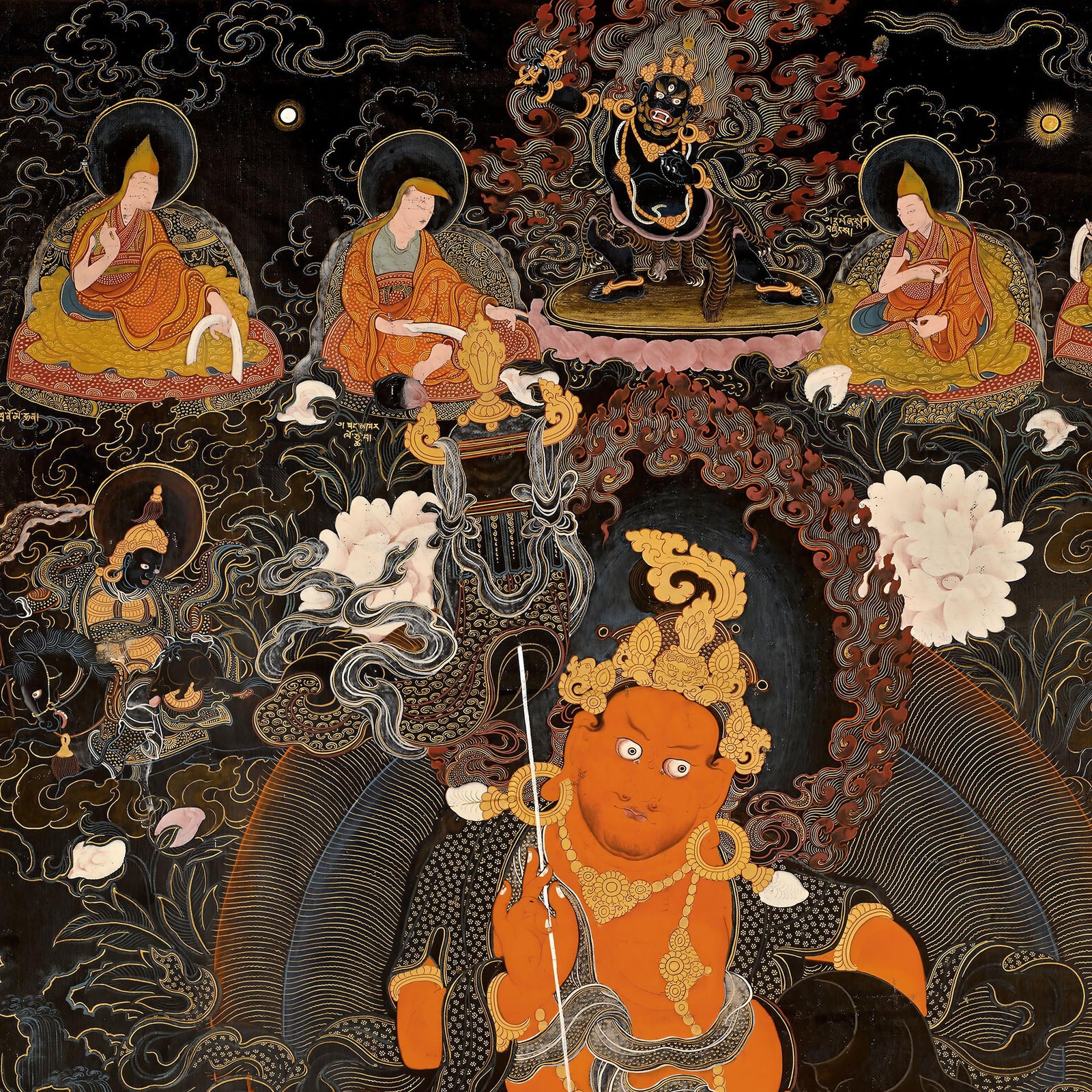 Wealth, Abundance Deity: Vaishravana Tibetan Buddhist Ancient Thangka | Spiritual Altar Fine Art Print