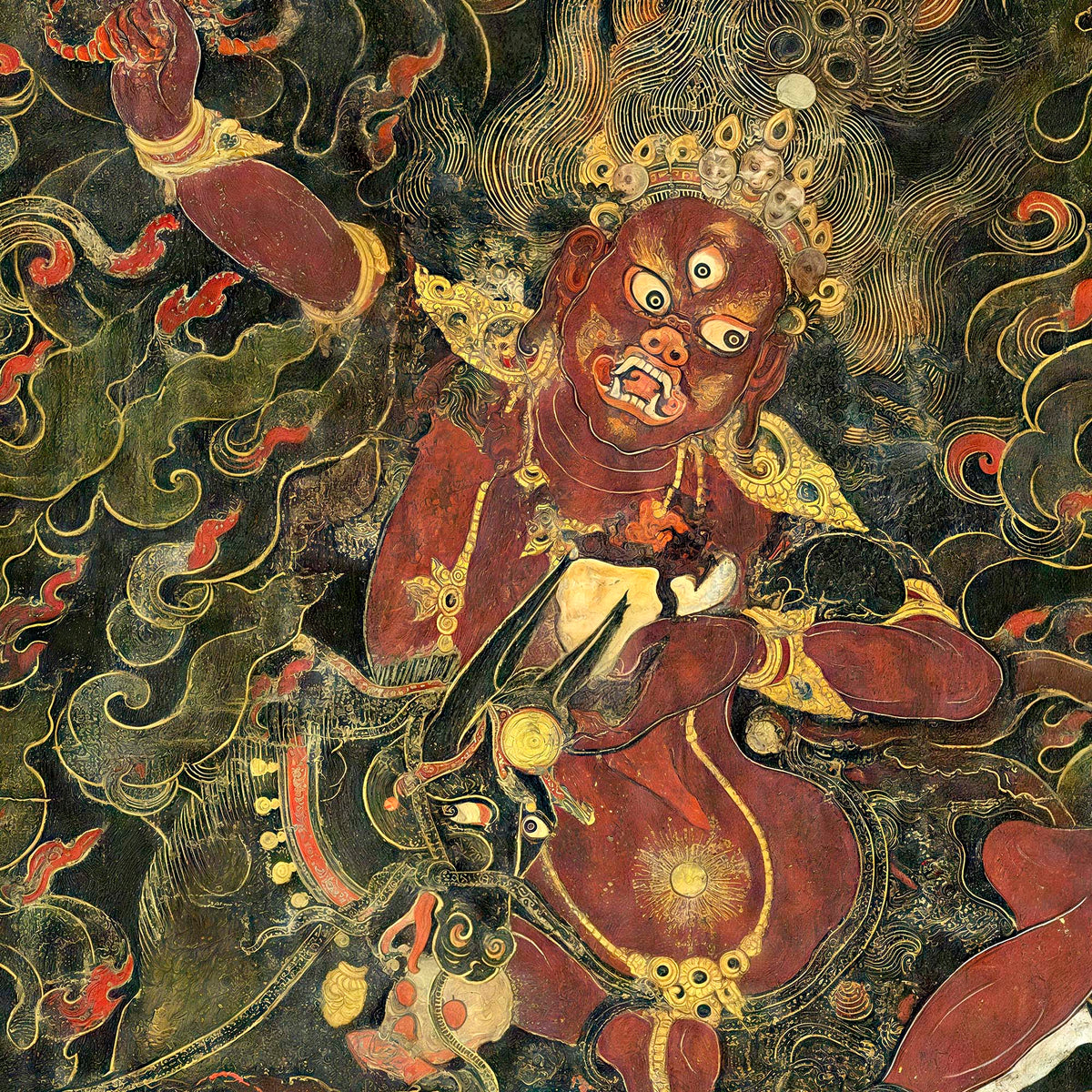 Palden Lhamo, Shri Devi Tibetan Buddhist Wrathful Protector Deity | Antique Thangka All-Over-Print T-Shirt