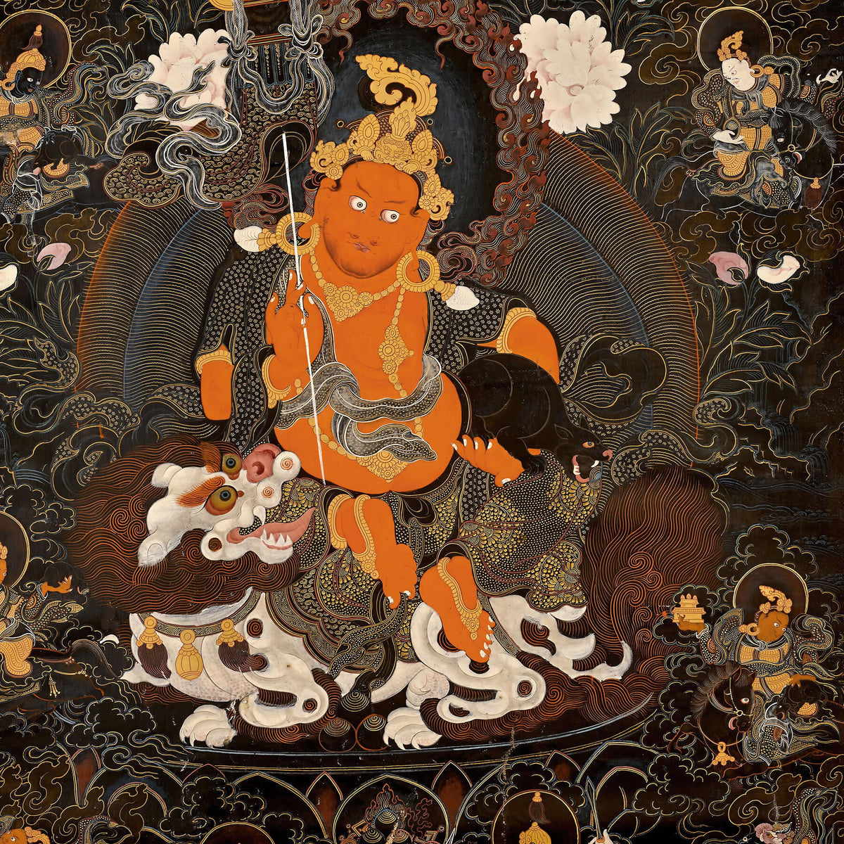 Wealth, Abundance Deity: Vaishravana Tibetan Buddhist Ancient Thangka | Spiritual Altar Fine Art Print