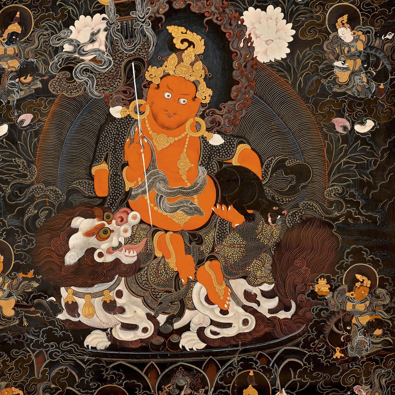 Wealth, Abundance Deity: Vaishravana Tibetan Buddhist Ancient Thangka | Spiritual Altar Fine Art Print