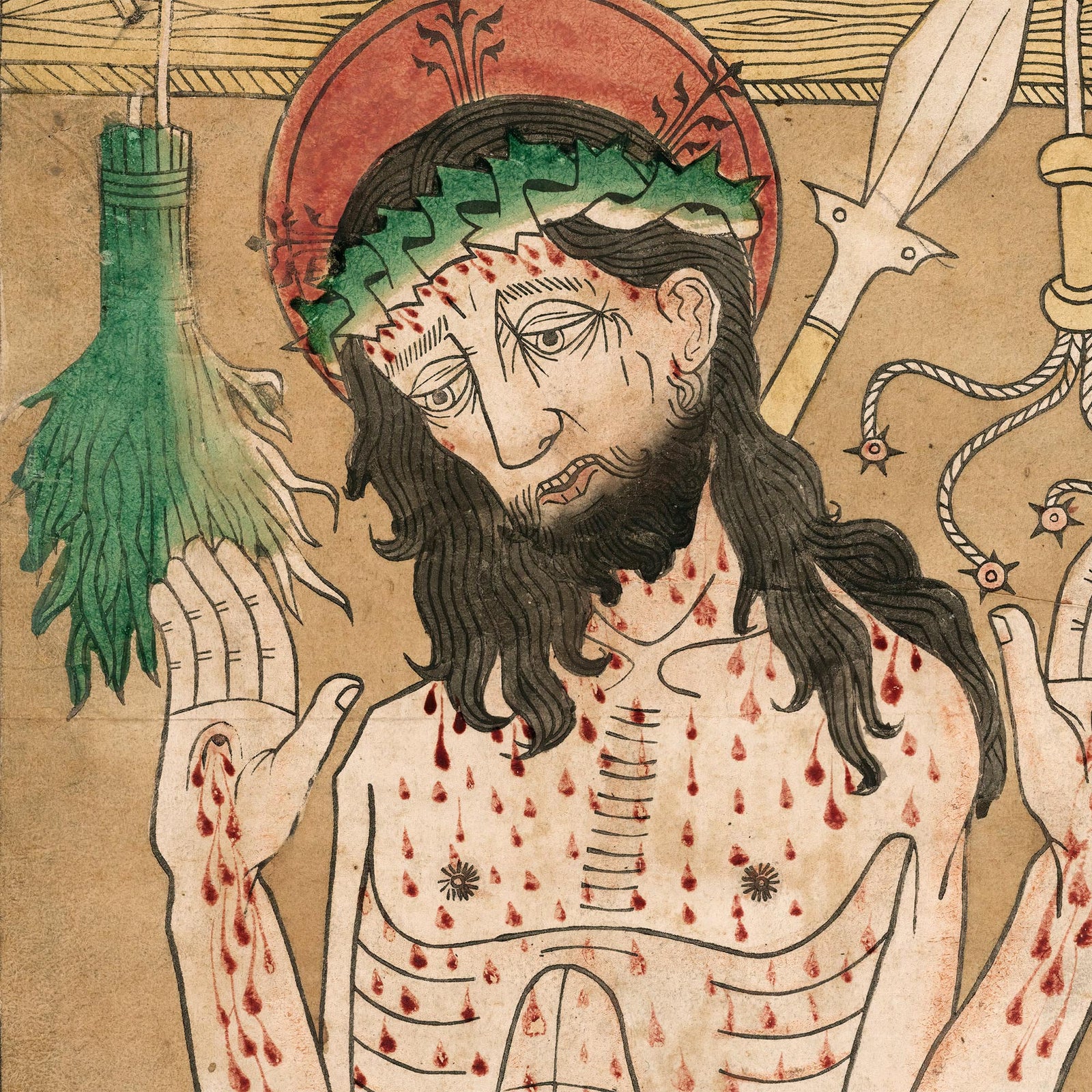 Man of Sorrows 15th Century Middle-Ages Medieval Wood Cut | Christian Faith, Christ Jesus Redeemer Fine Art Print