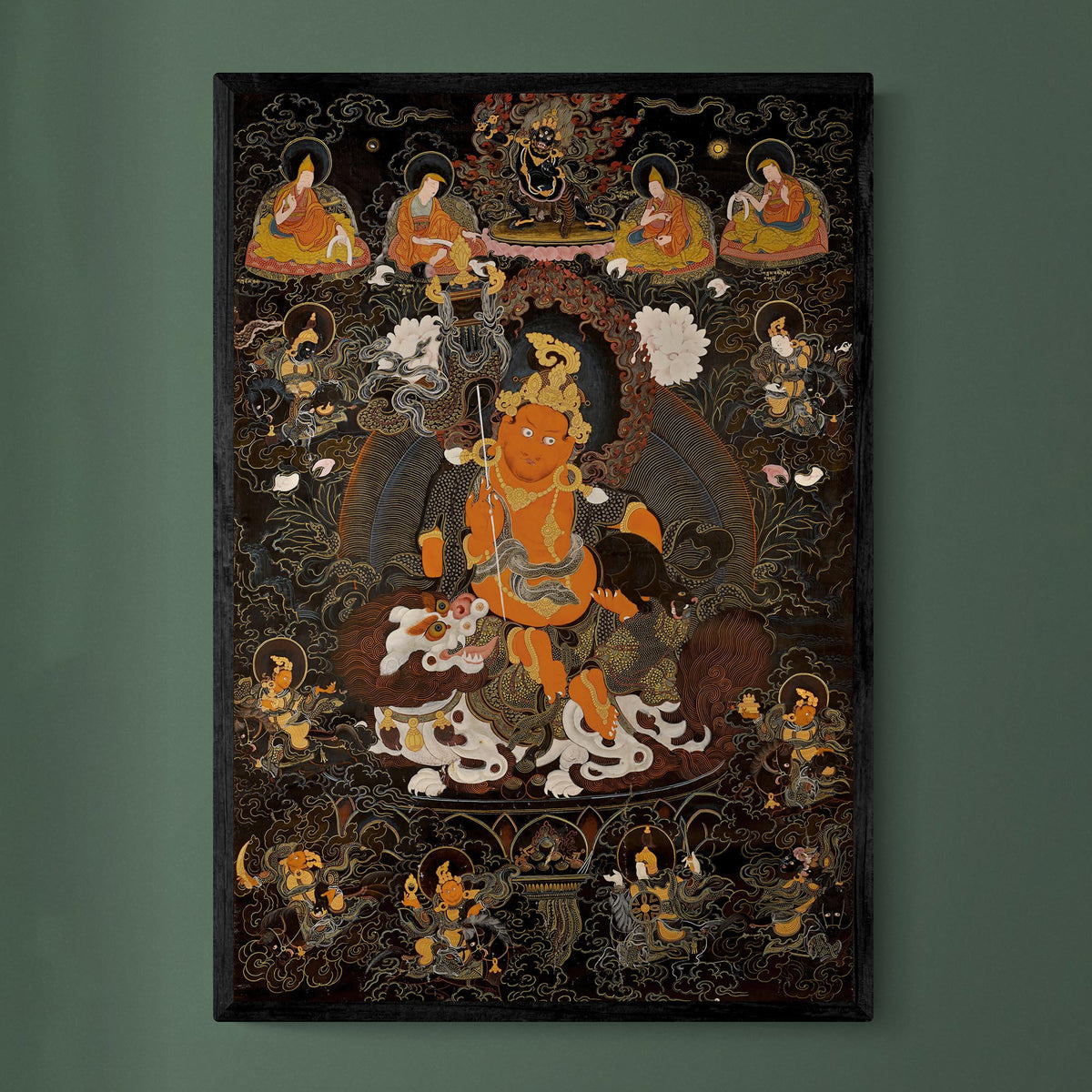 Wealth, Abundance Deity: Vaishravana Tibetan Buddhist Ancient Thangka | Spiritual Altar Fine Art Print