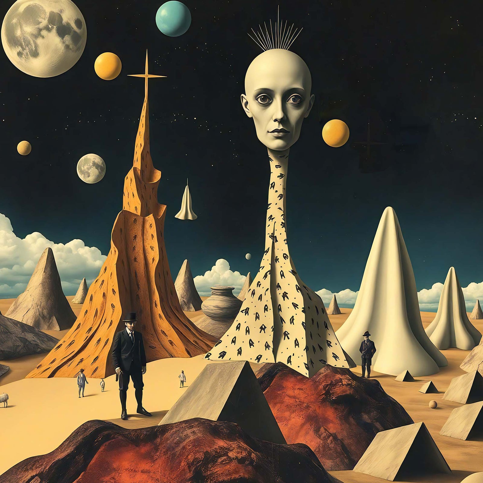 Surrealist Art, Alien Gods Planet, Dali Collage, Trippy Vintage 420 Retro Art, All-Over-Print T-Shirt