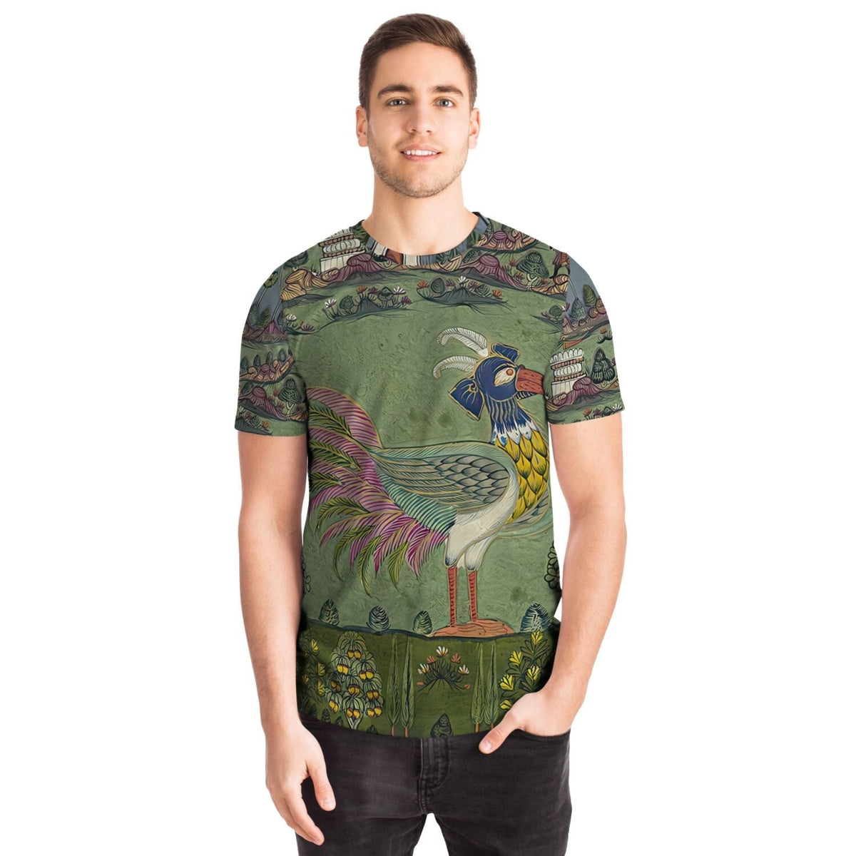 Colorful Indian Pitta Bird | 17th-Century Mythological Guardian of the Forest | Good Fortune Prosperity Graphic Art T-Shirt