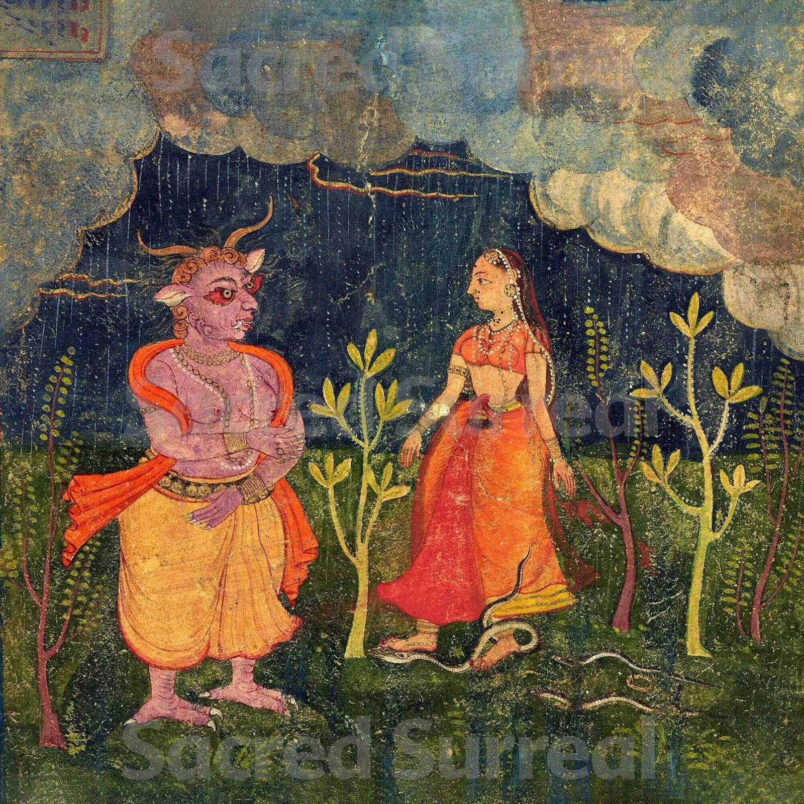 Framed Rasikpriya, Medieval Rakshasa, The Esthetics of Love | Divine Supernatural Djinn Mythology, Framed Print