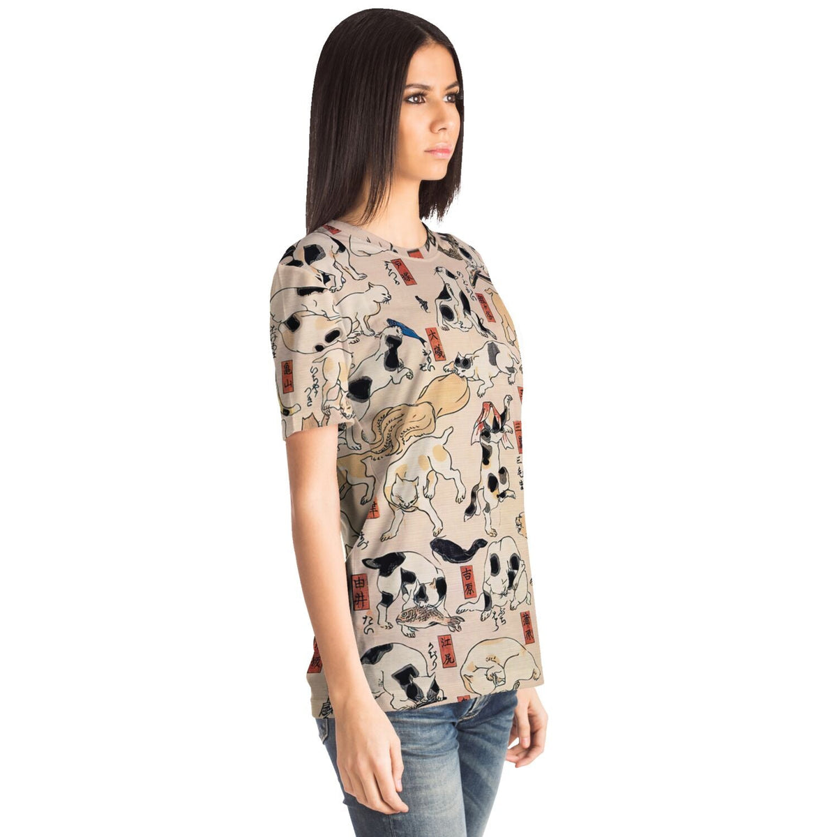 Cute Kawai Cat Shirt | Cats as the Fifty-Three Stations of the Tokaido | Vintage Kuniyoshi Japanese Graphic Art T-Shirt