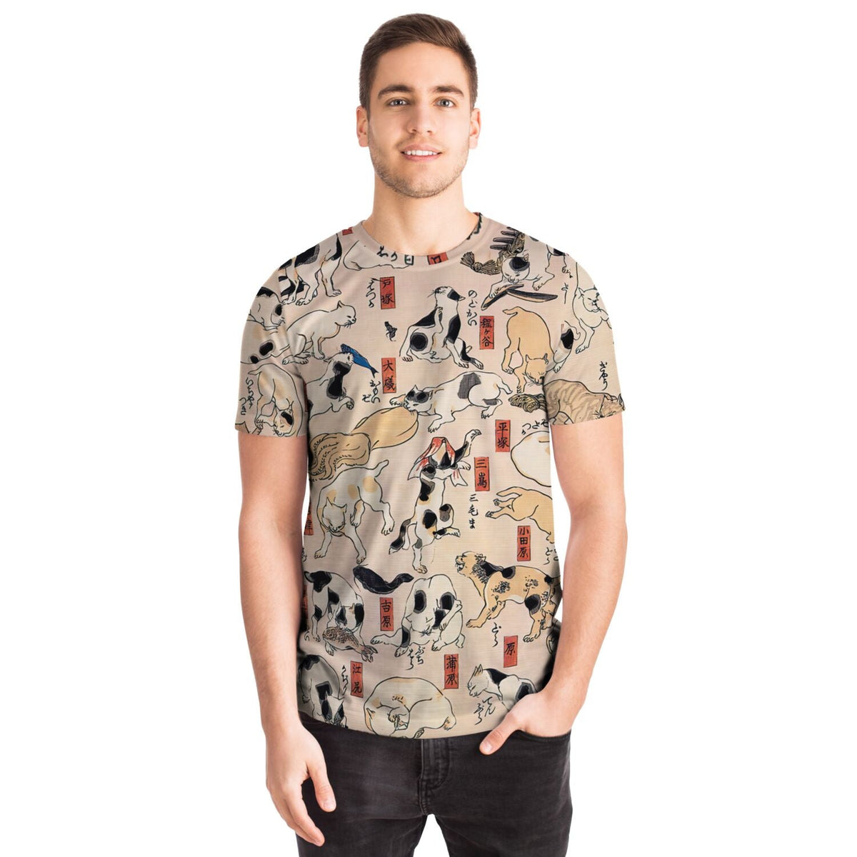 Cute Kawai Cat Shirt | Cats as the Fifty-Three Stations of the Tokaido | Vintage Kuniyoshi Japanese Graphic Art T-Shirt