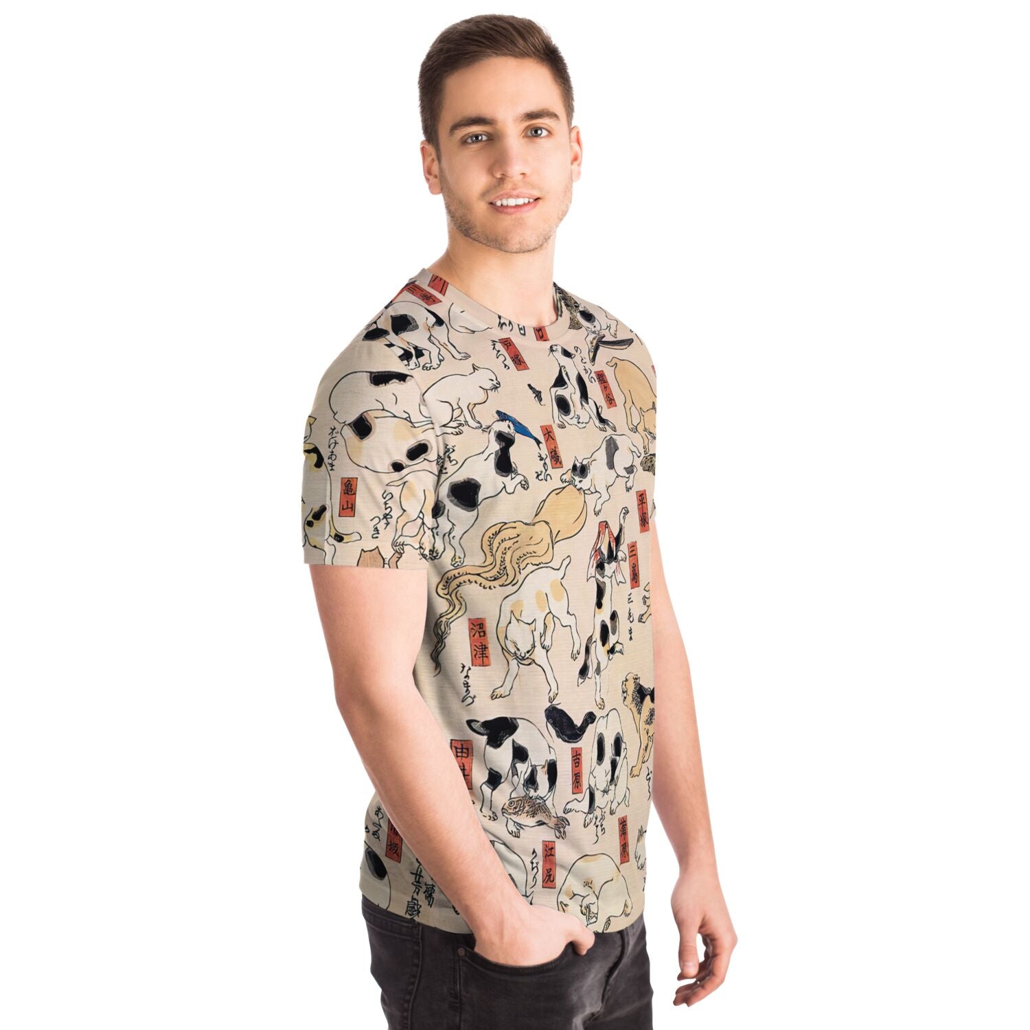 Cute Kawai Cat Shirt | Cats as the Fifty-Three Stations of the Tokaido | Vintage Kuniyoshi Japanese Graphic Art T-Shirt
