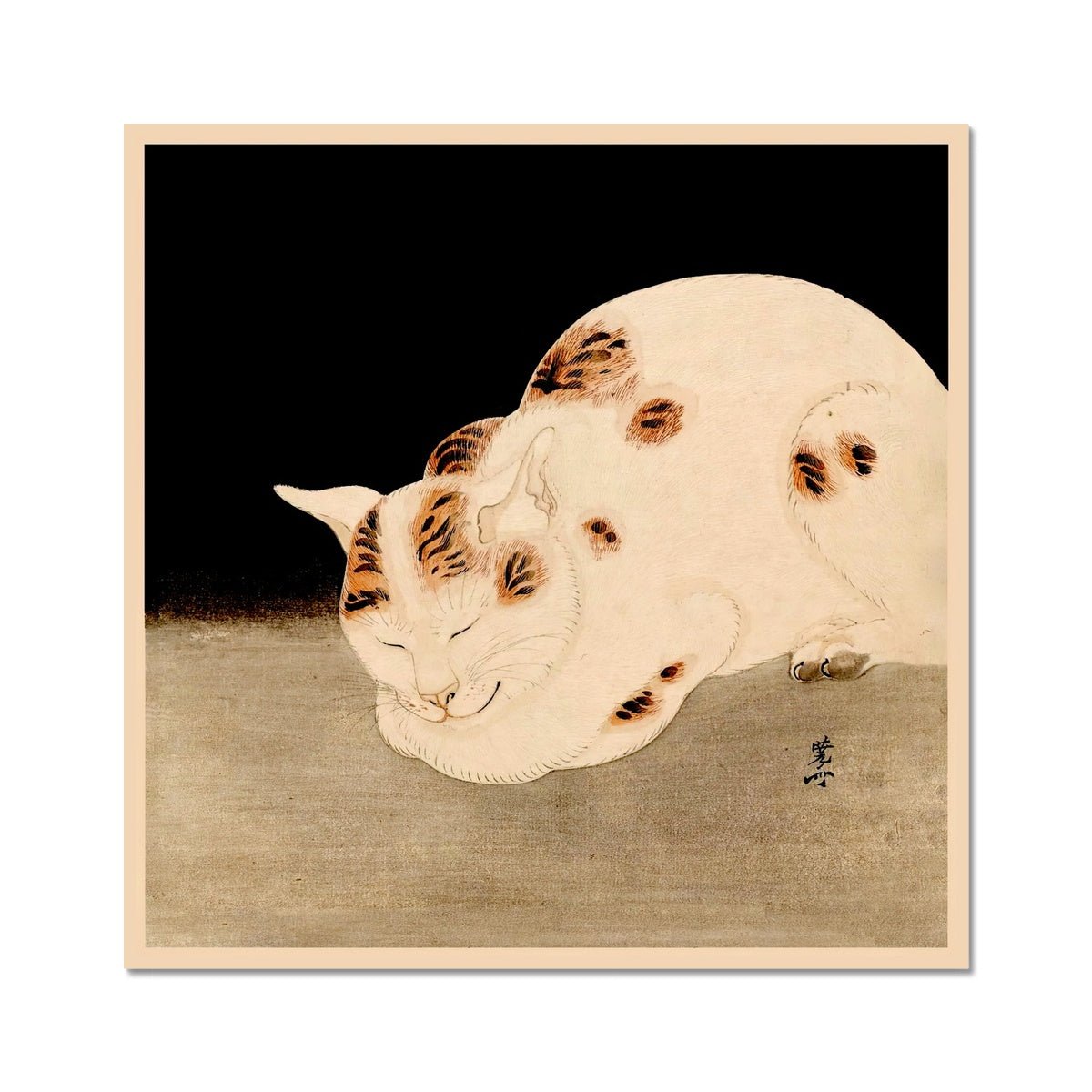 Cute Sleeping Cat (Kawanabe Kyosai) Woodblock Japanese Ukiyo-e Kitty Feline Fine Art Print