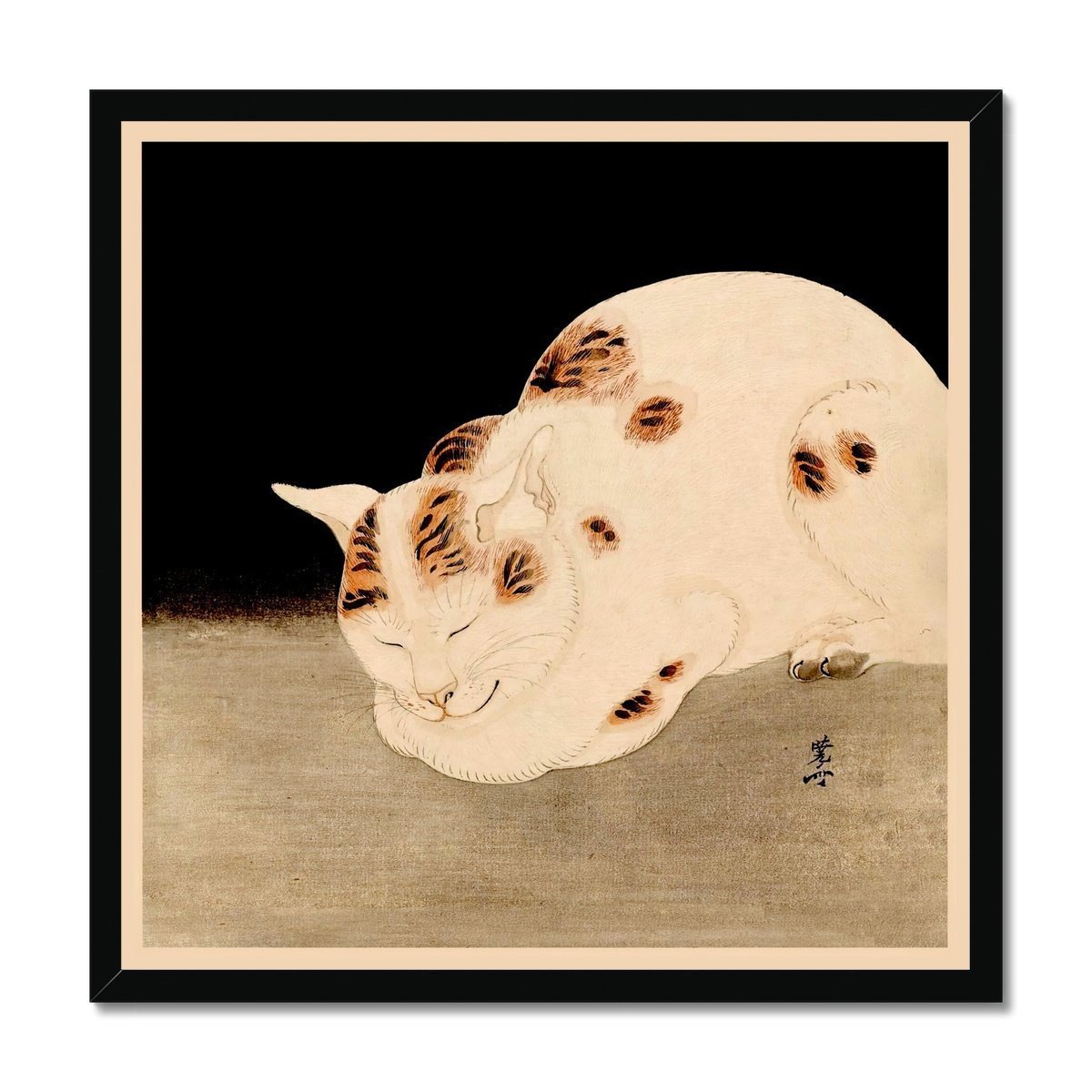 Cute Sleeping Cat (Kawanabe Kyosai) Woodblock Japanese Ukiyo-e Kitty Feline Fine Art Print