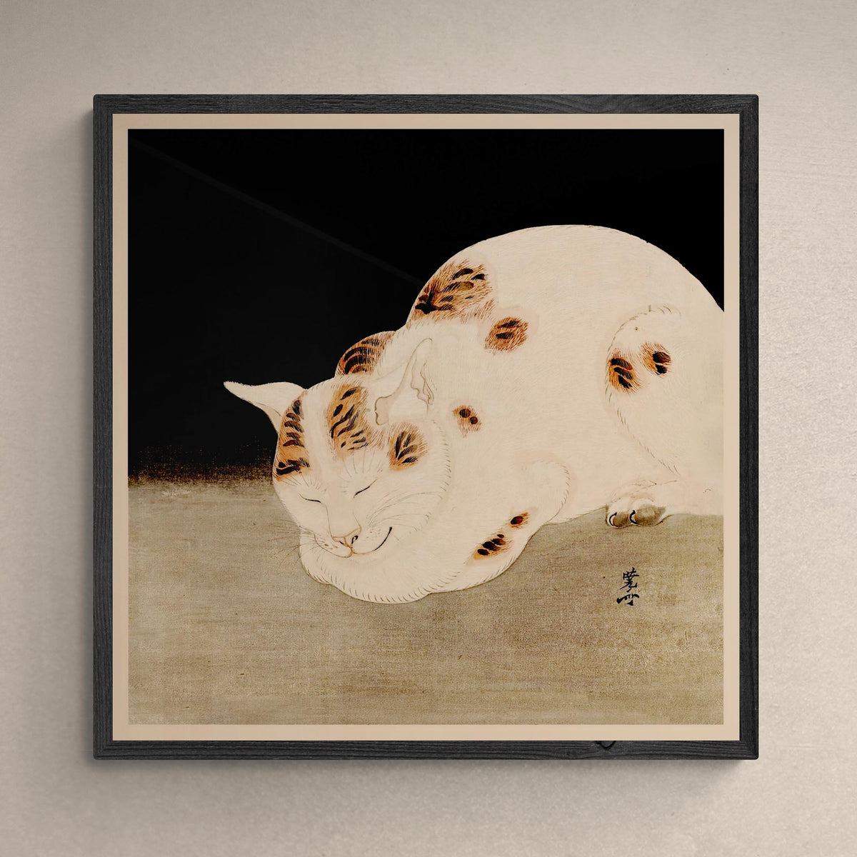 Cute Sleeping Cat (Kawanabe Kyosai) Woodblock Japanese Ukiyo-e Kitty Feline Fine Art Print