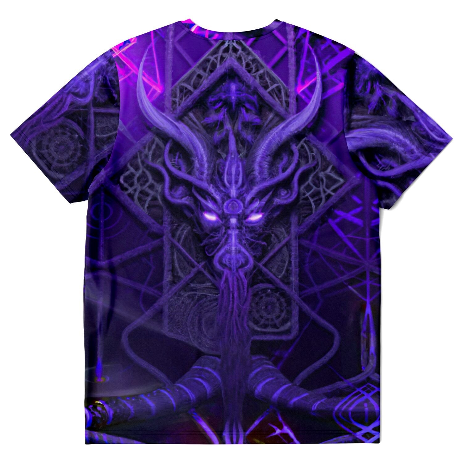 T-shirt Cyborg Baphomet | Digital Tentacle Rave | Trippy EDM Consciousness Graphic Art T-Shirt