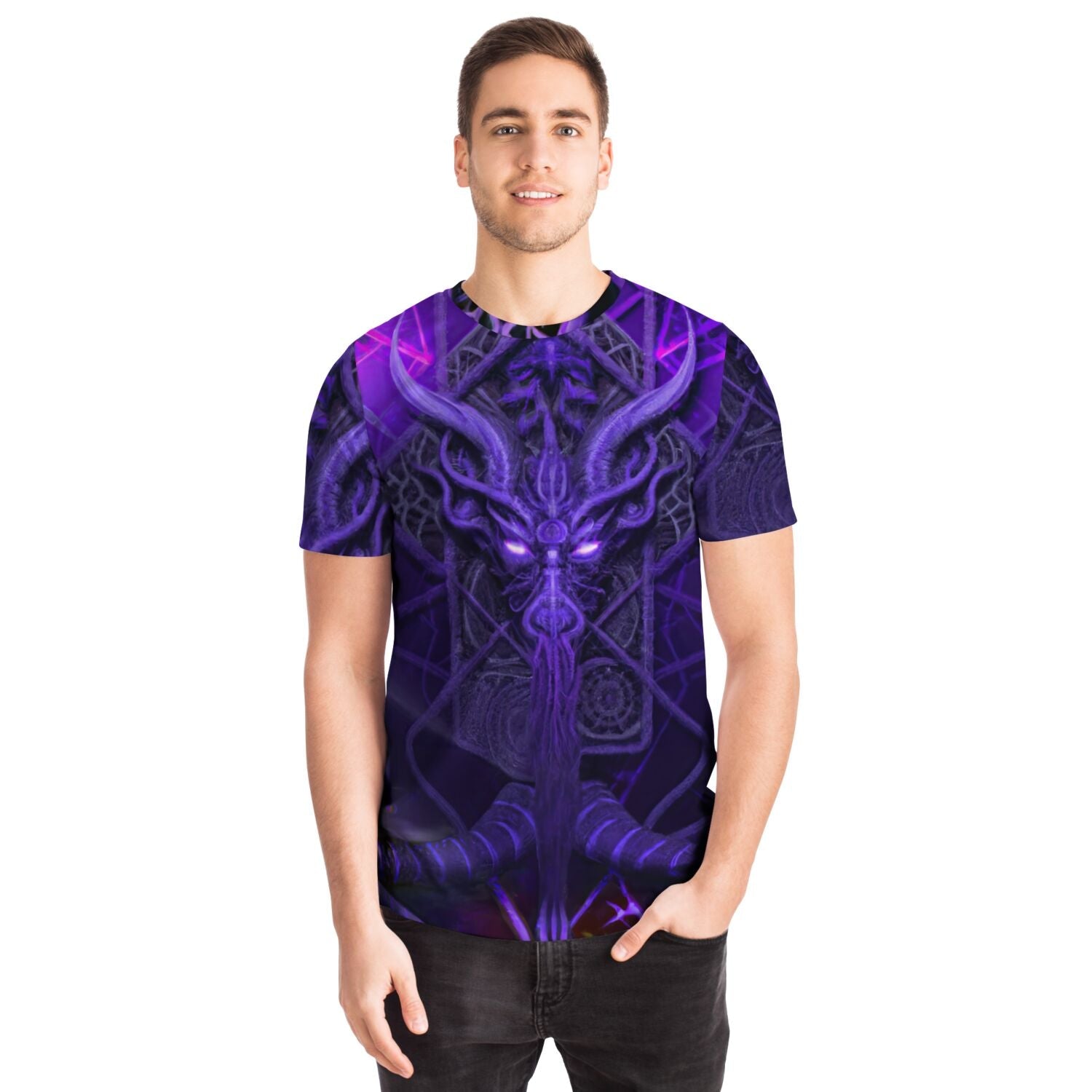 Cyborg Baphomet | Digital Tentacle Rave | Trippy EDM Consciousness Graphic Art T-Shirt