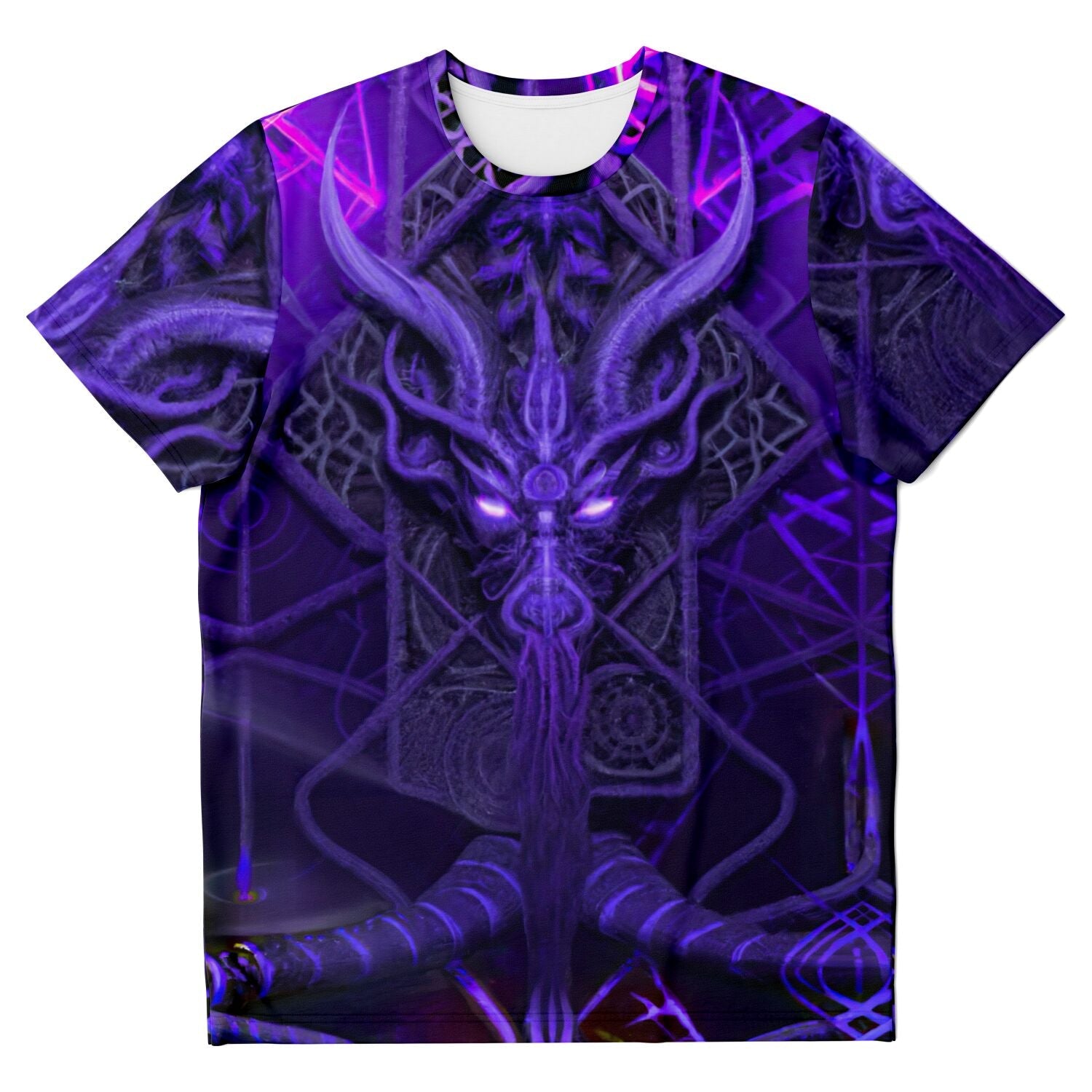 T-shirt XS Cyborg Baphomet | Digital Tentacle Rave | Trippy EDM Consciousness Graphic Art T-Shirt