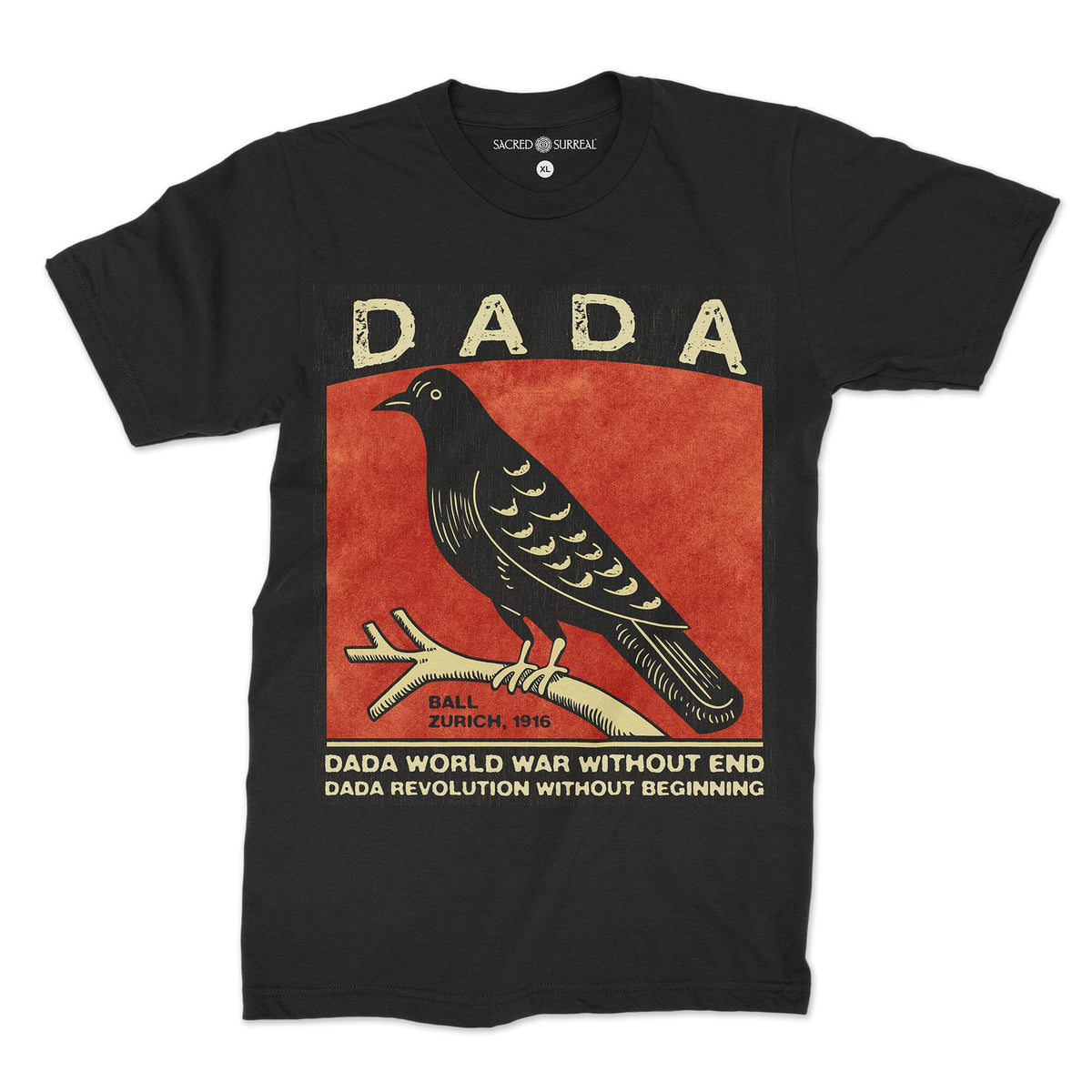 DTG T-Shirt S / Black Dada Manifesto, 1918 T-Shirt (Surrealism Inspiration) Crow, Raven, Fine Art Graphic Tee