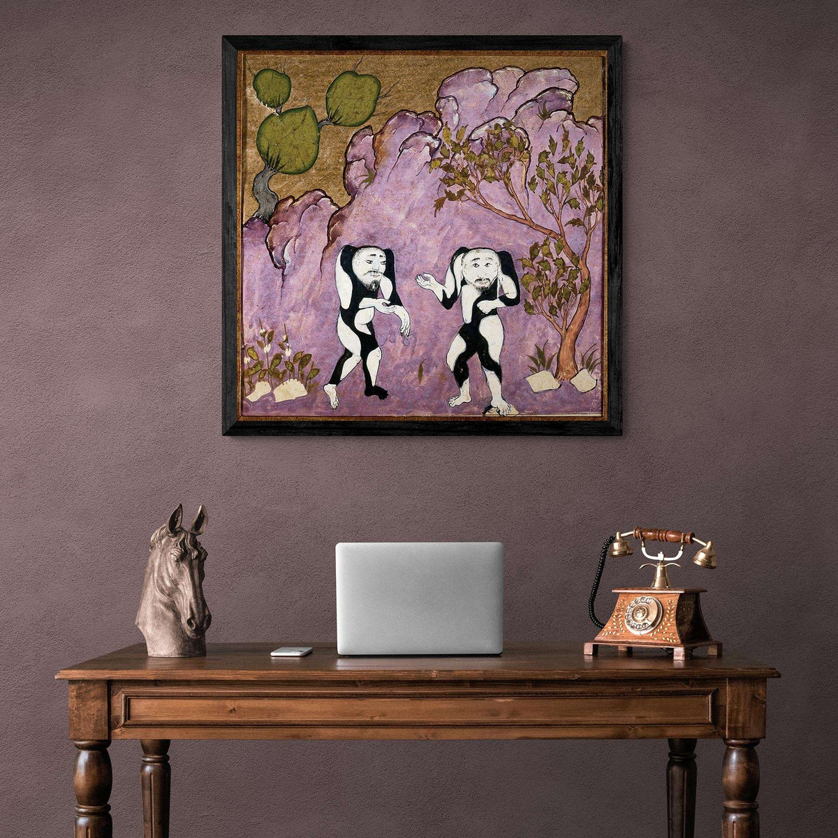 Dance of Duality: Ancient Persian Mythology | Zoroastrian Taoism Yin Yang Union of Opposites | Primitive Outsider Indigenous Folk Art Print