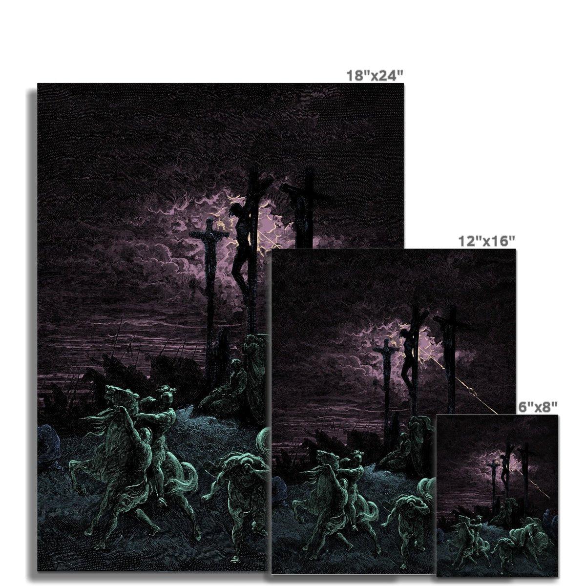 Darkness at the Crucifixion | Gustave Dore Paradise Lost, Dante | Surreal Full Color Eerie Christ Fine Art Print