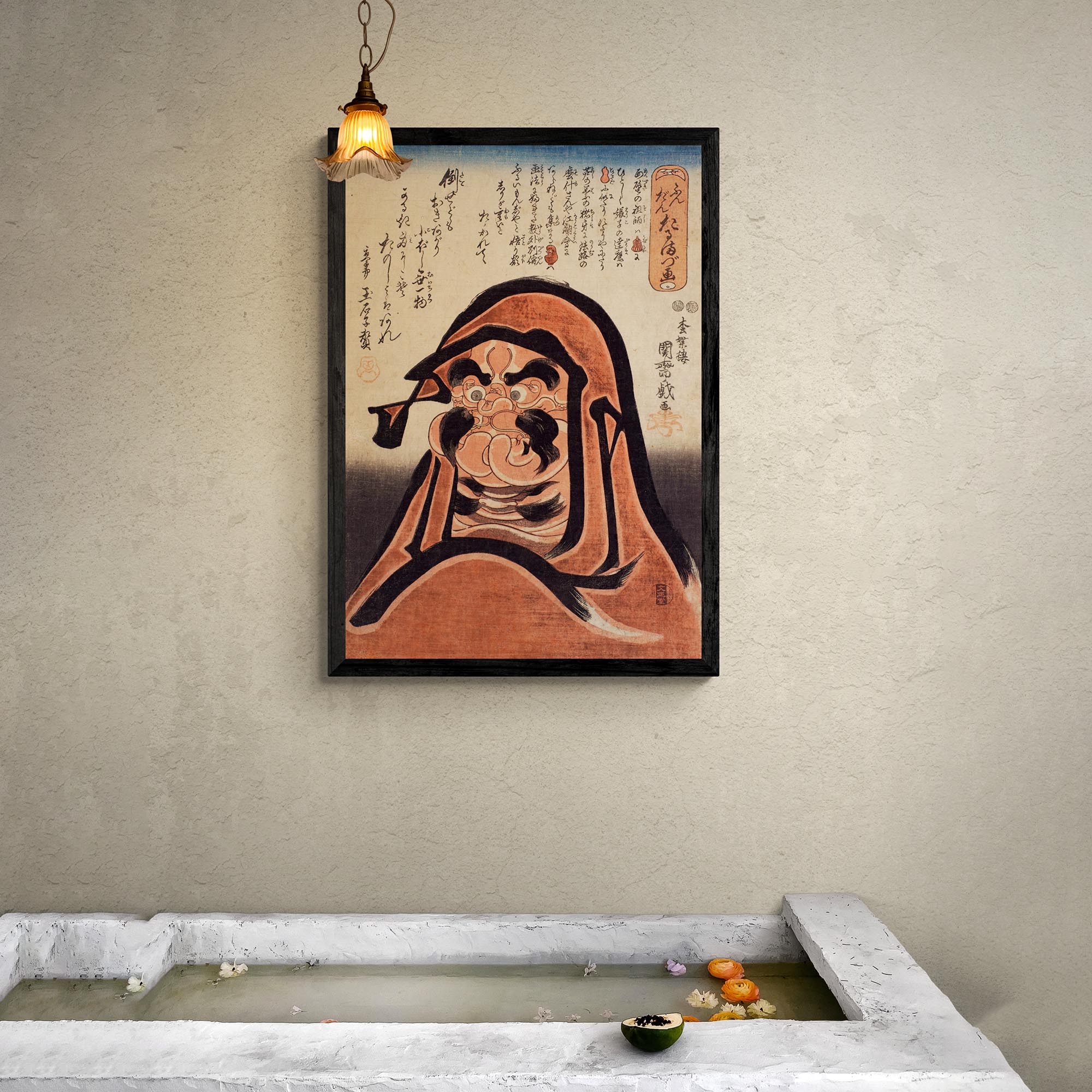 Fine art 4"x6" Daruma Bodhidharma Edo Wood Block Print | Strength and Success | Japanese Zen Ukiyo-e Giclee Fine Art Print