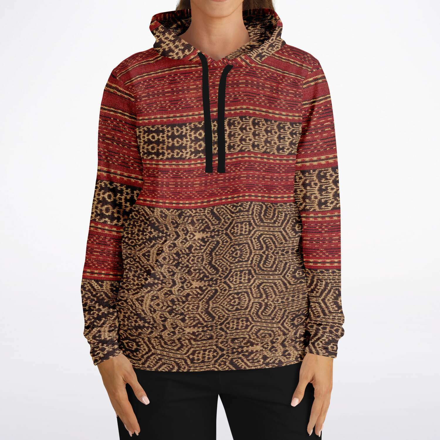 Fashion Hoodie - AOP Dayak Culture Antique Ikat Hoodie (Borneo) Tribal Sorcery Ethnic Unisex Jacket Boho Batik Hippie Pullover Hoodie