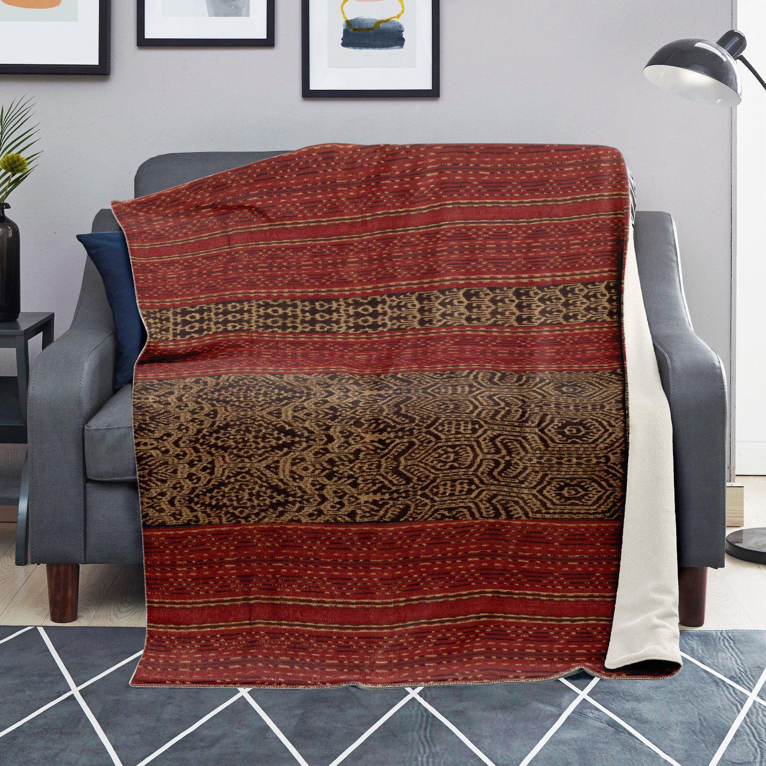 DAYAK CULTURE IKAT DESIGN (BORNEO) | Sherpa Fleece Blanket