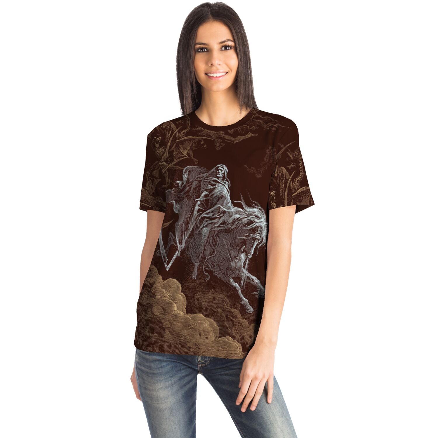 T-shirt Death on a Pale Horse by Gustave Dore | Apocalypse, Revelations, Armageddon | Four Horsemen, Demonic Graphic Art T-Shirt