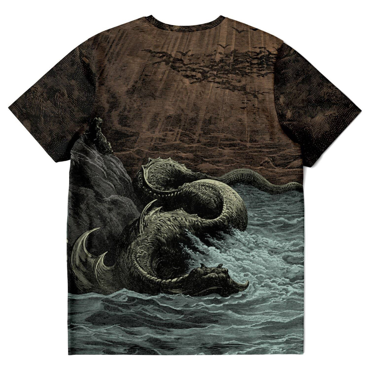 Destruction of Leviathan | Sea Monster, Dragon, Sea Serpent, Gustave Dore Demonic Vintage Graphic Art T-Shirt