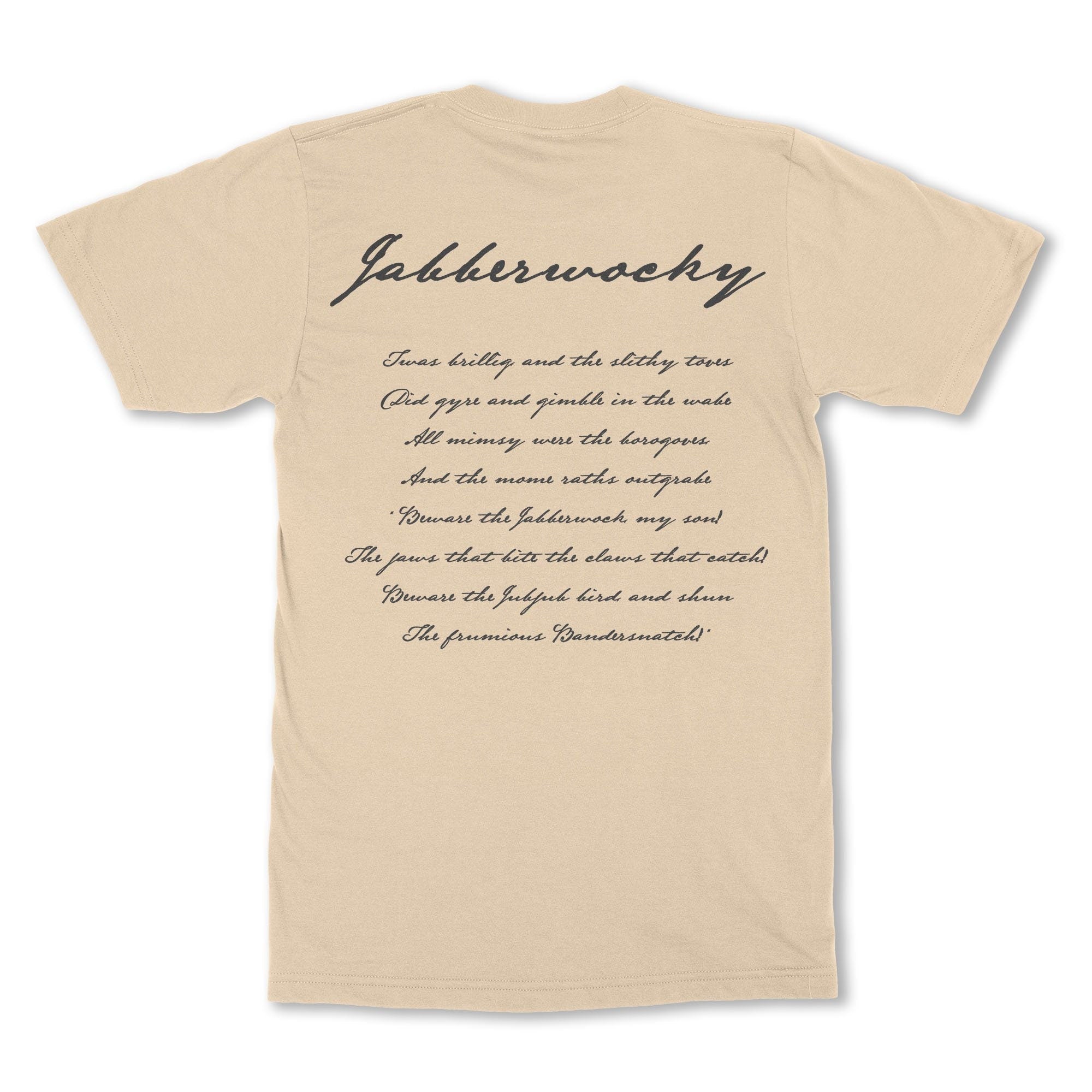 DTG T-Shirt Double Sided Jabberwocky, Through the Looking Glass | Book Lover Gift | Lewis Carroll Supernatural Vintage T-Shirt
