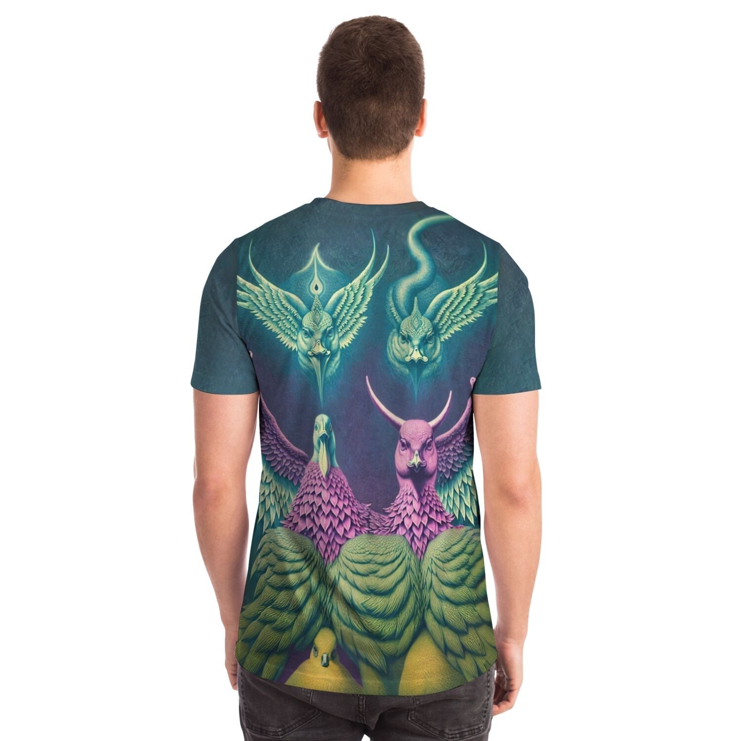 T-shirt Duck Baphomet: Neopagan Surreal Mythology | Balance, Strength, Peace | Mysterious Avian Deity | Occult Graphic Art T-Shirt