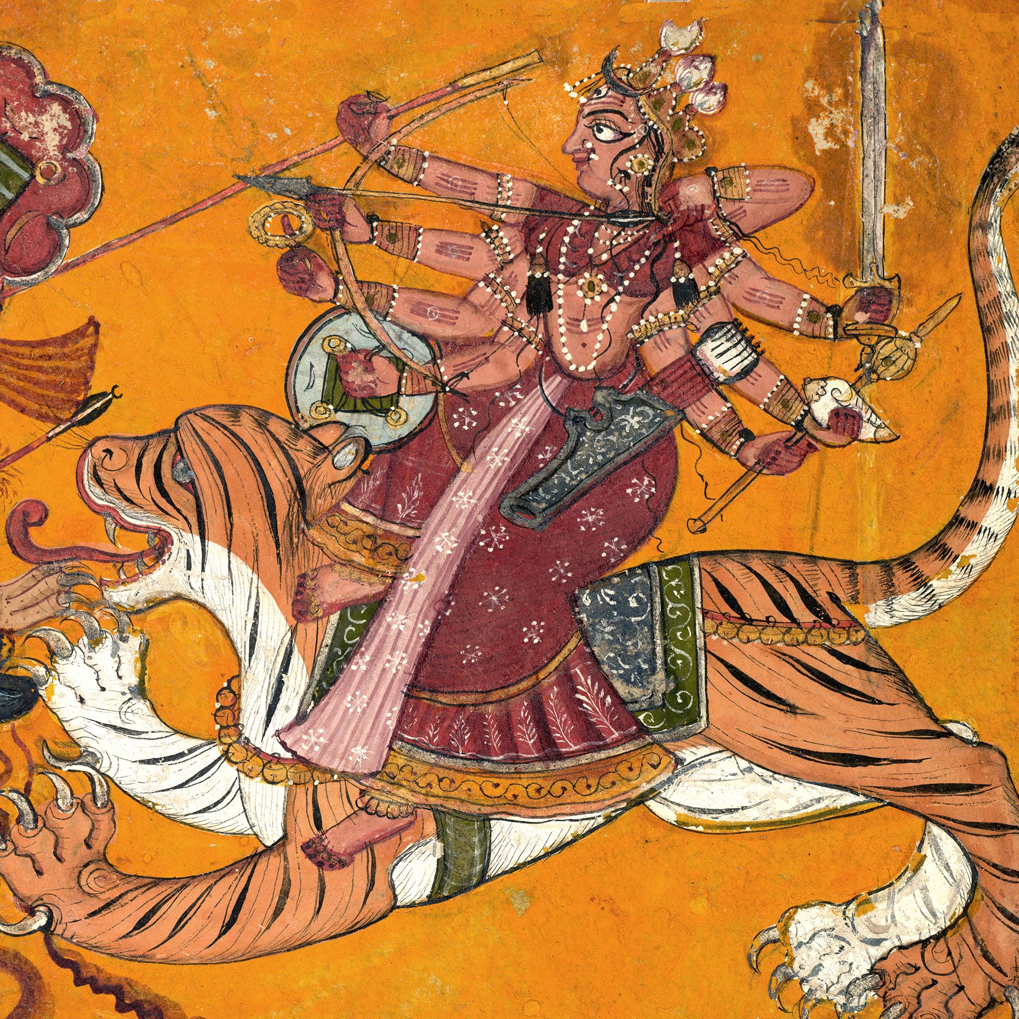 Fine art Durga Slaying Mahisha: Feminine Strength & Empowerment Deity | Powerful Woman Protector Goddess Framed Art Print