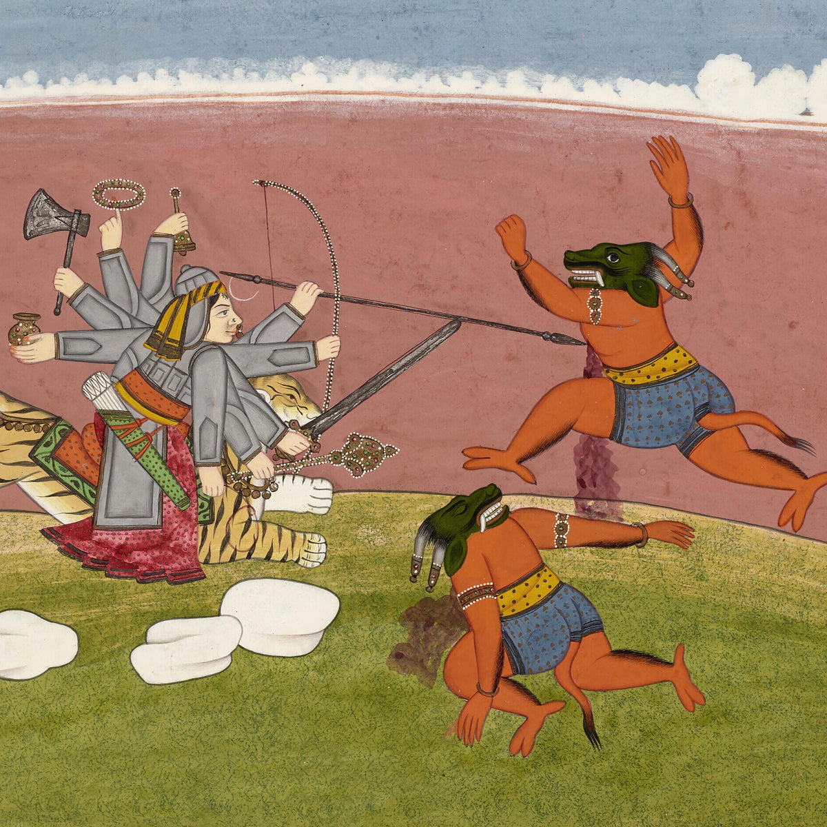 Durga Slaying Sumbha | Hindu Mythology, Indian Folklore | Devi Shakti Divine Feminine Vintage Fine Art Print