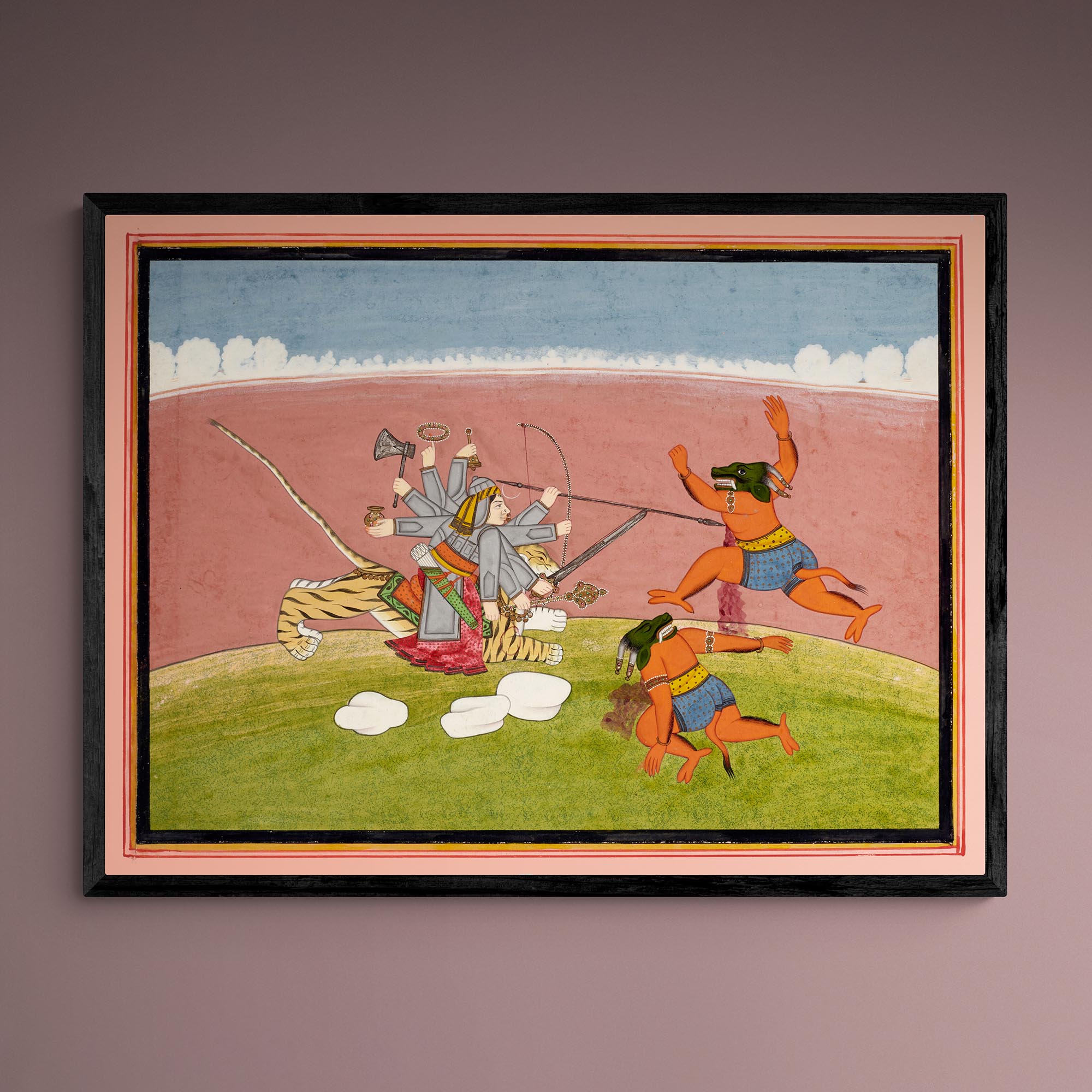 Fine art 8"x6" Durga Slaying Sumbha | Hindu Mythology, Indian Folklore | Devi Shakti Divine Feminine Vintage Fine Art Print
